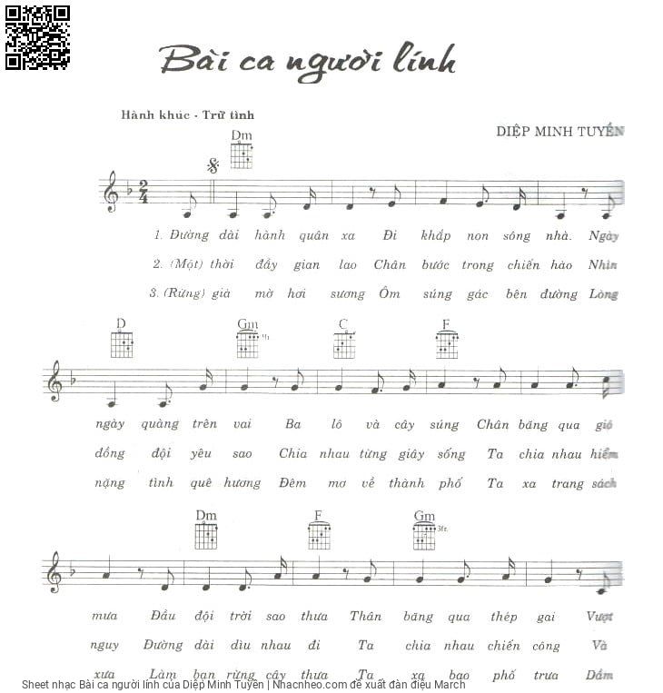 Sheet PDF of Bài ca người lính