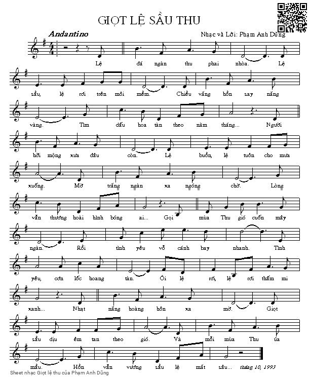 Sheet PDF of Giọt lệ thu