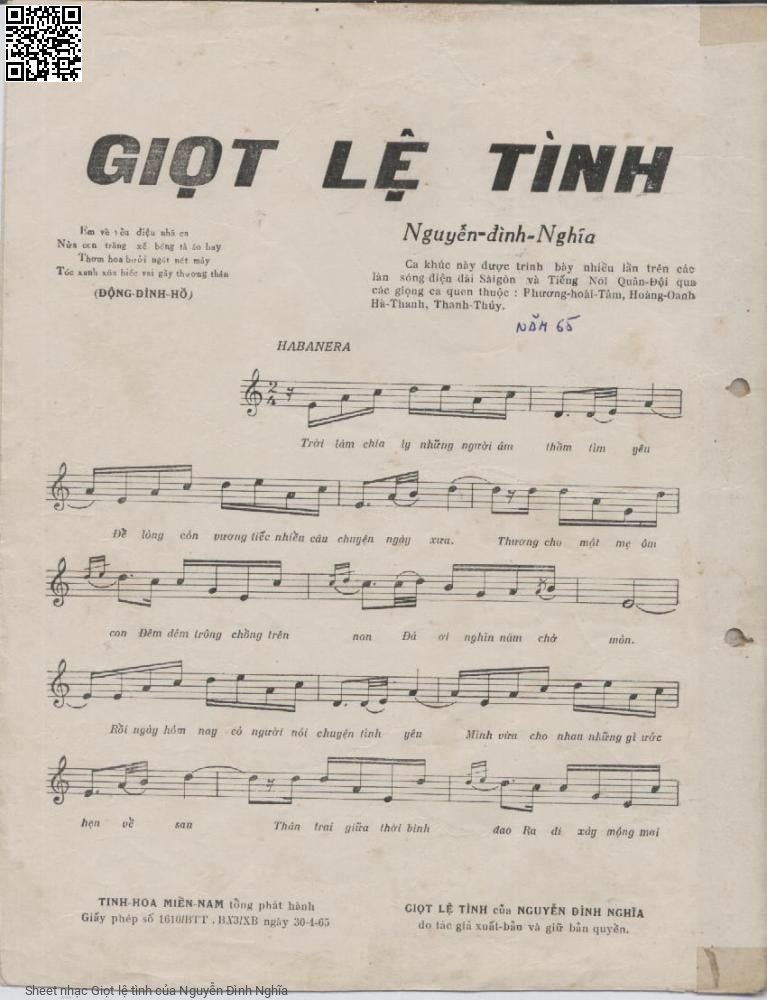 Page 2 of Sheet music PDF Giọt lệ tình - Nguyễn Đình Nghĩa