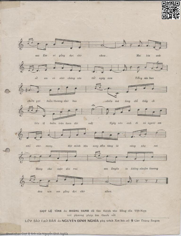 Page 3 of Sheet music PDF Giọt lệ tình - Nguyễn Đình Nghĩa