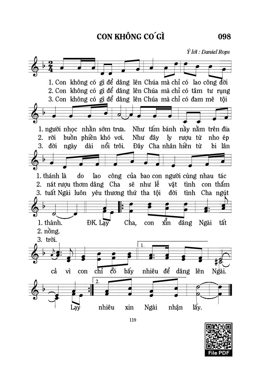 Sheet PDF of Con Không Có Gì I