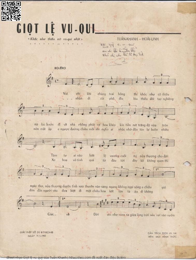 Page 2 of Sheet music PDF Giọt lệ vu quy - Tuấn Khanh