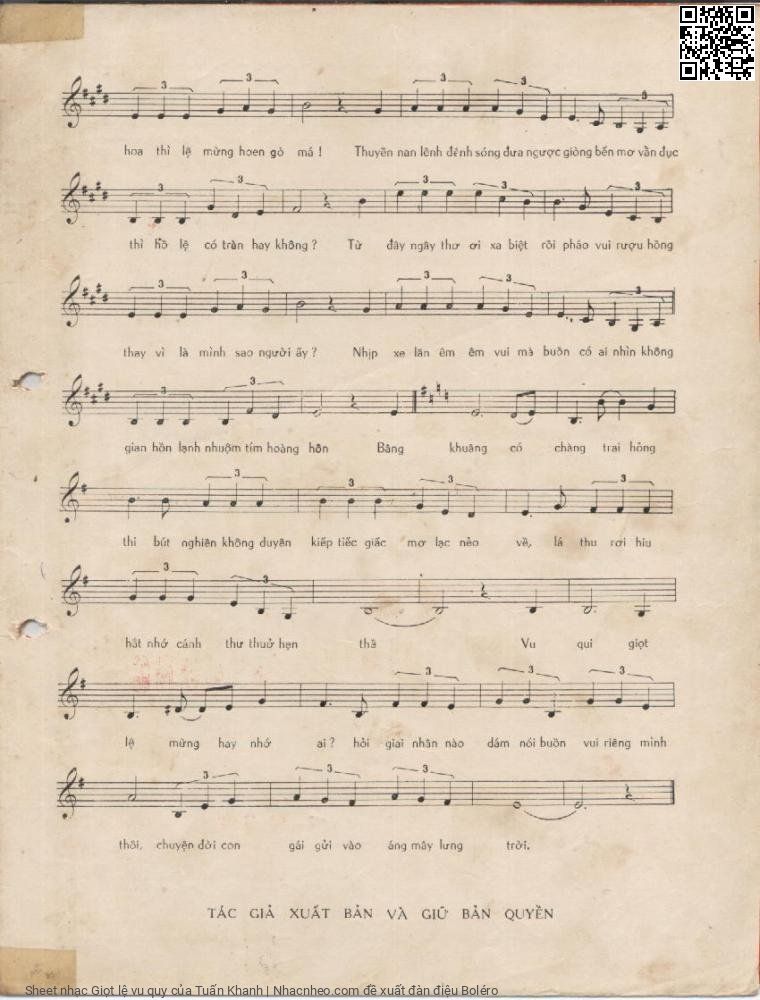 Page 3 of Sheet music PDF Giọt lệ vu quy - Tuấn Khanh
