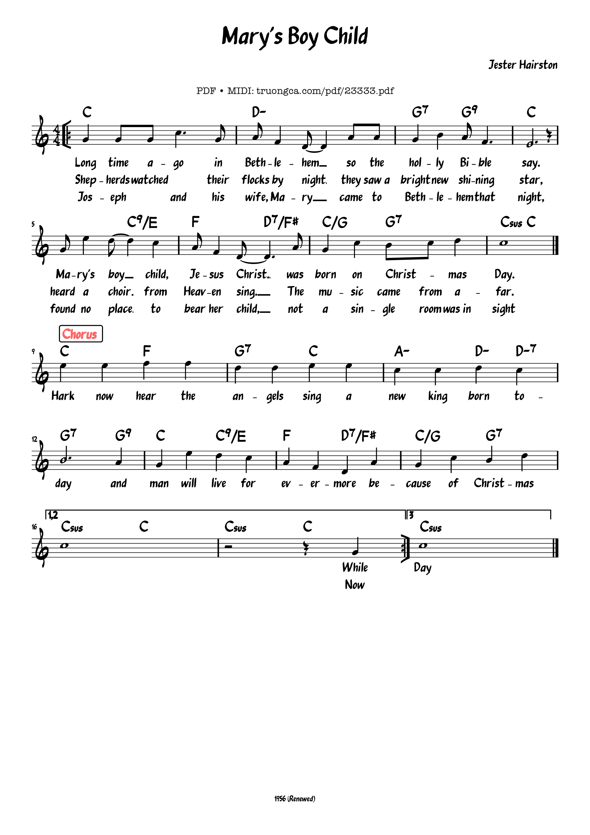 Mary's Boy Child (Này một hài nhi Vừa sinh ra đời)