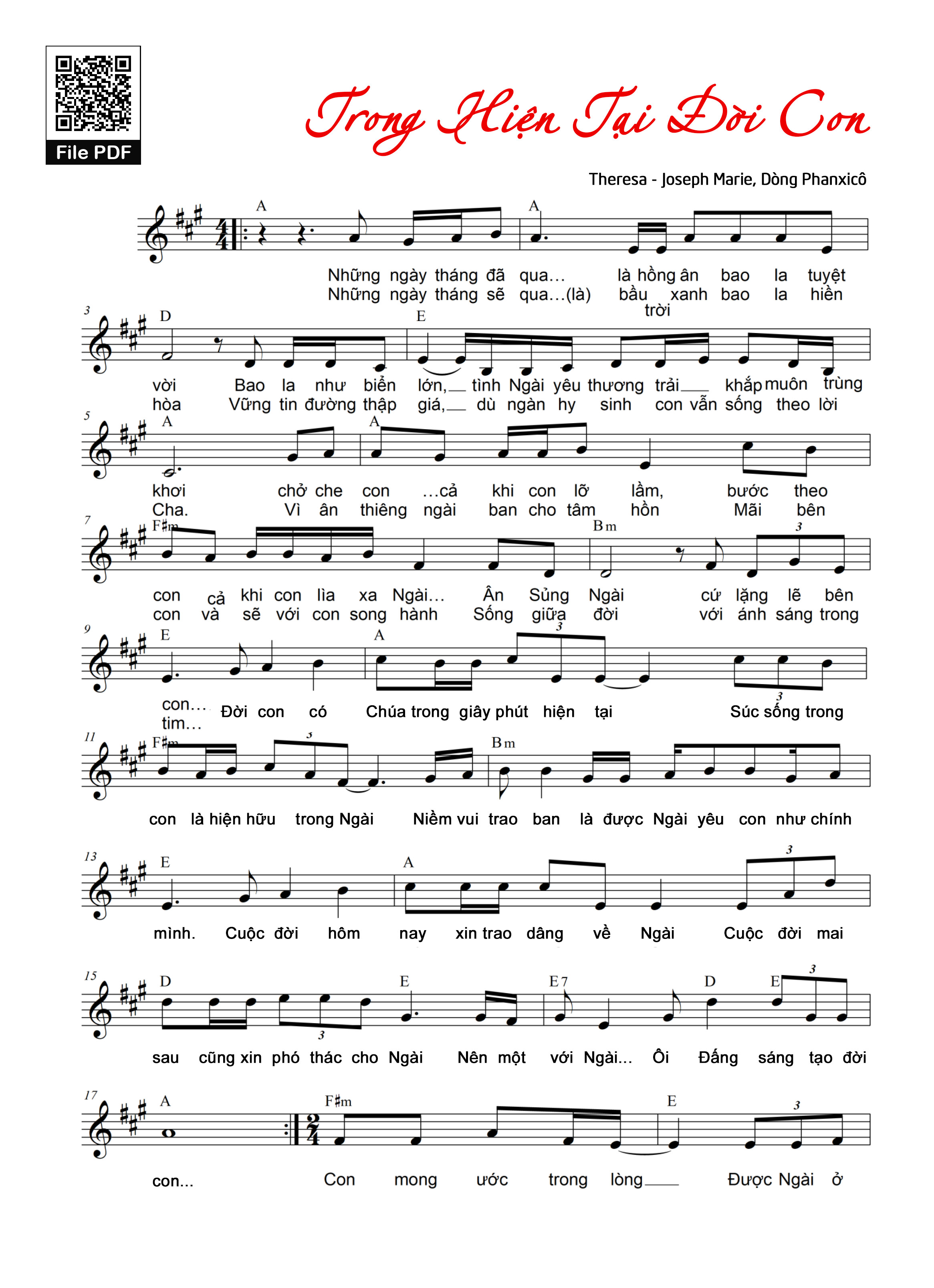 Sheet PDF of Trong hiện tại đời con