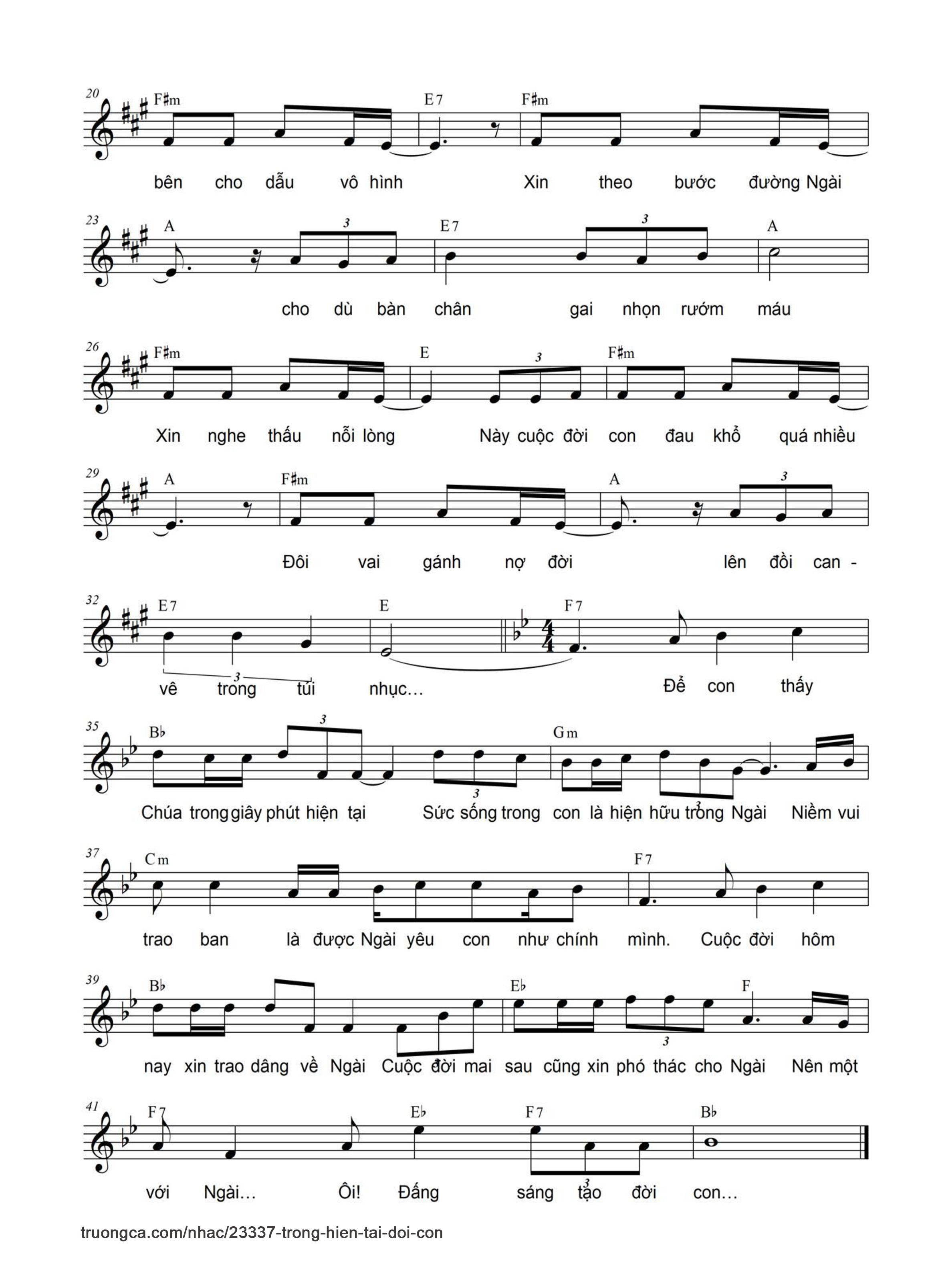 Page 3 of Sheet music PDF Trong hiện tại đời con - Therese-Joseph Marie