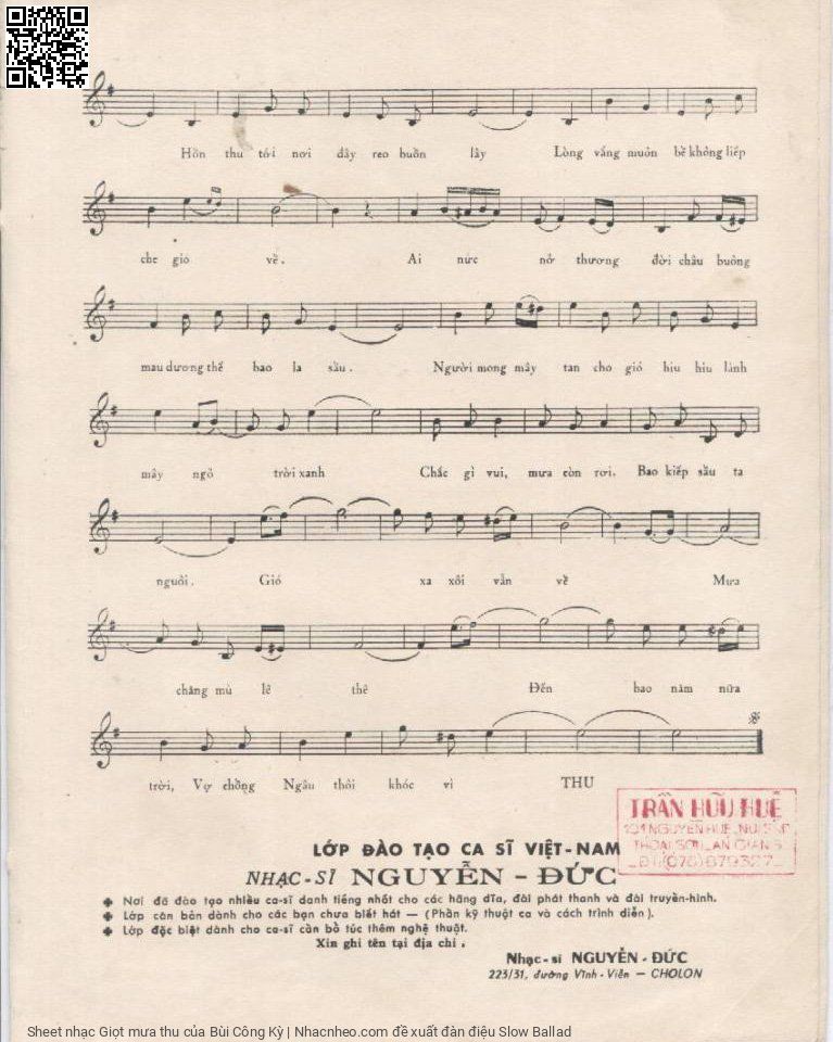 Page 2 of Sheet music PDF Giọt mưa thu - Bùi Công Kỳ