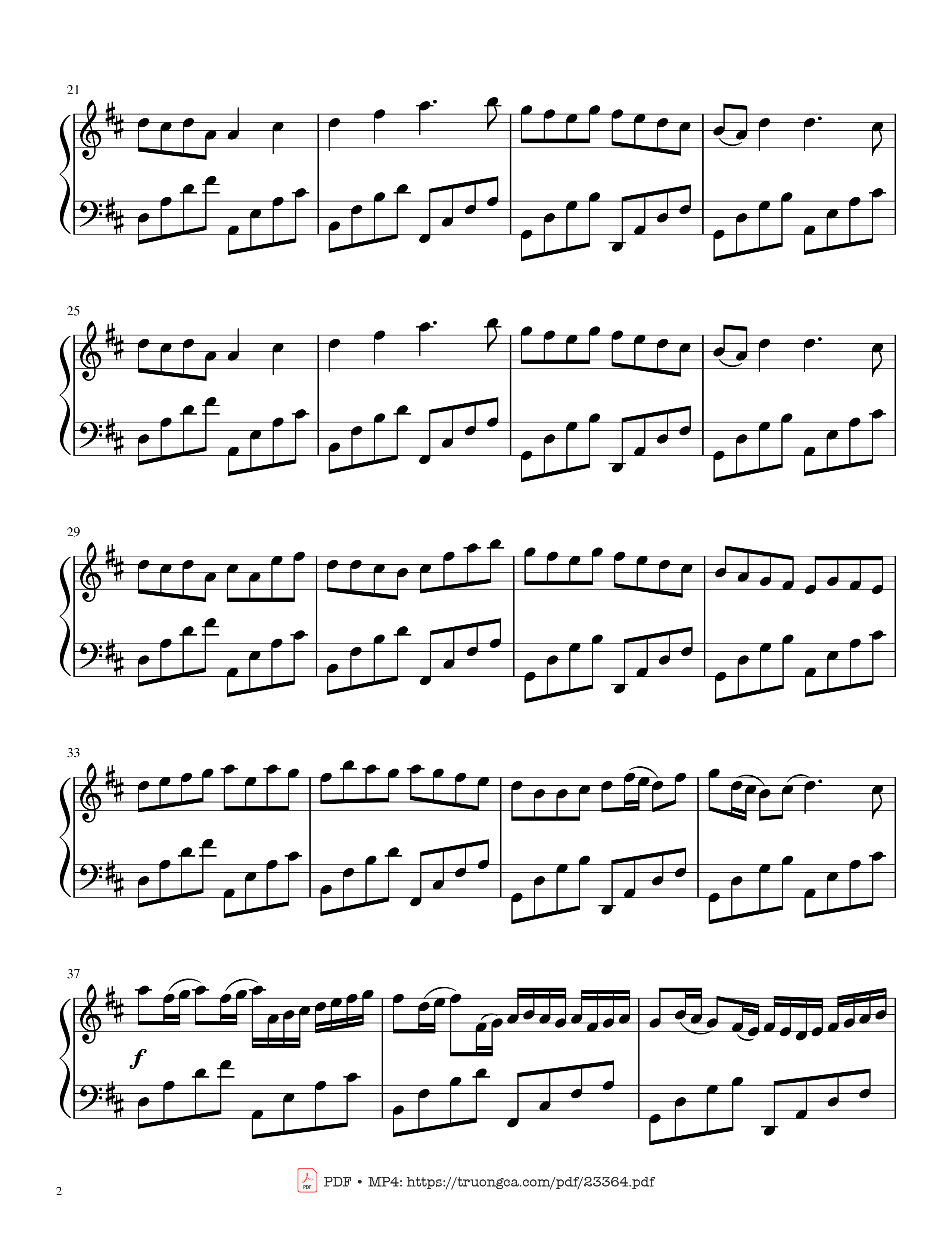 Key D major B minor D Bm Johann Pachelbel Arr by lemontart, Trang 2