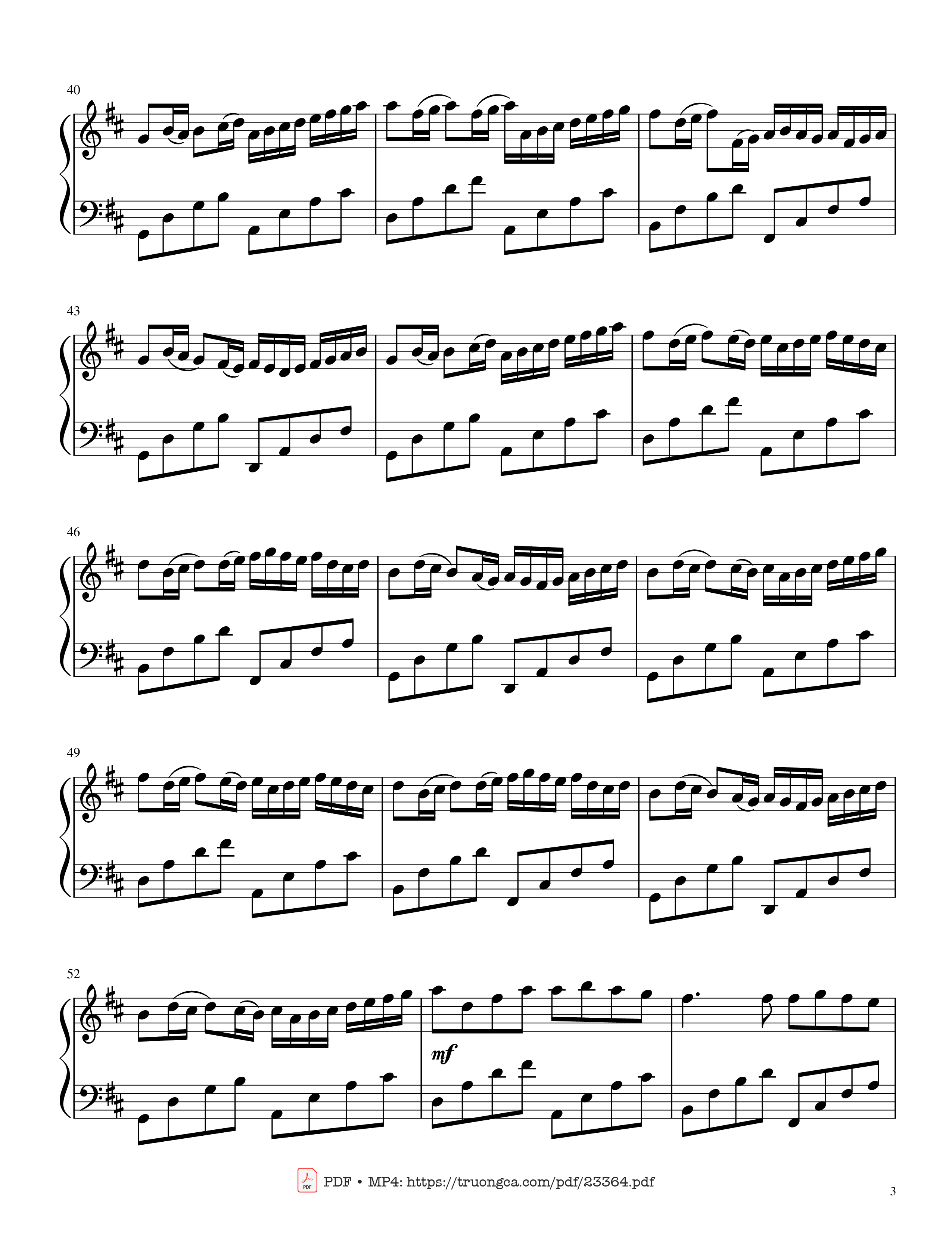 Key D major B minor D Bm Johann Pachelbel Arr by lemontart, Trang 3