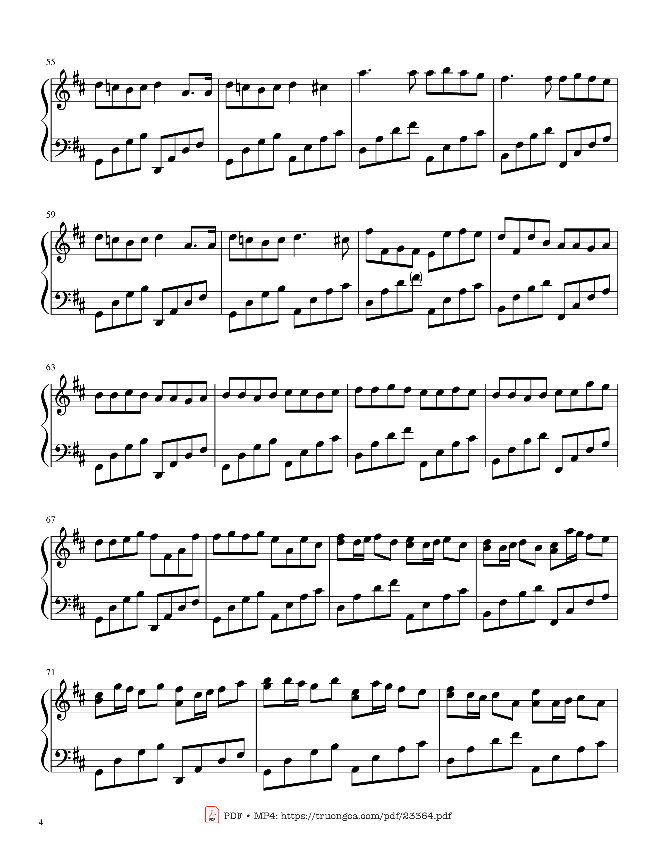 Key D major B minor D Bm Johann Pachelbel Arr by lemontart, Trang 4