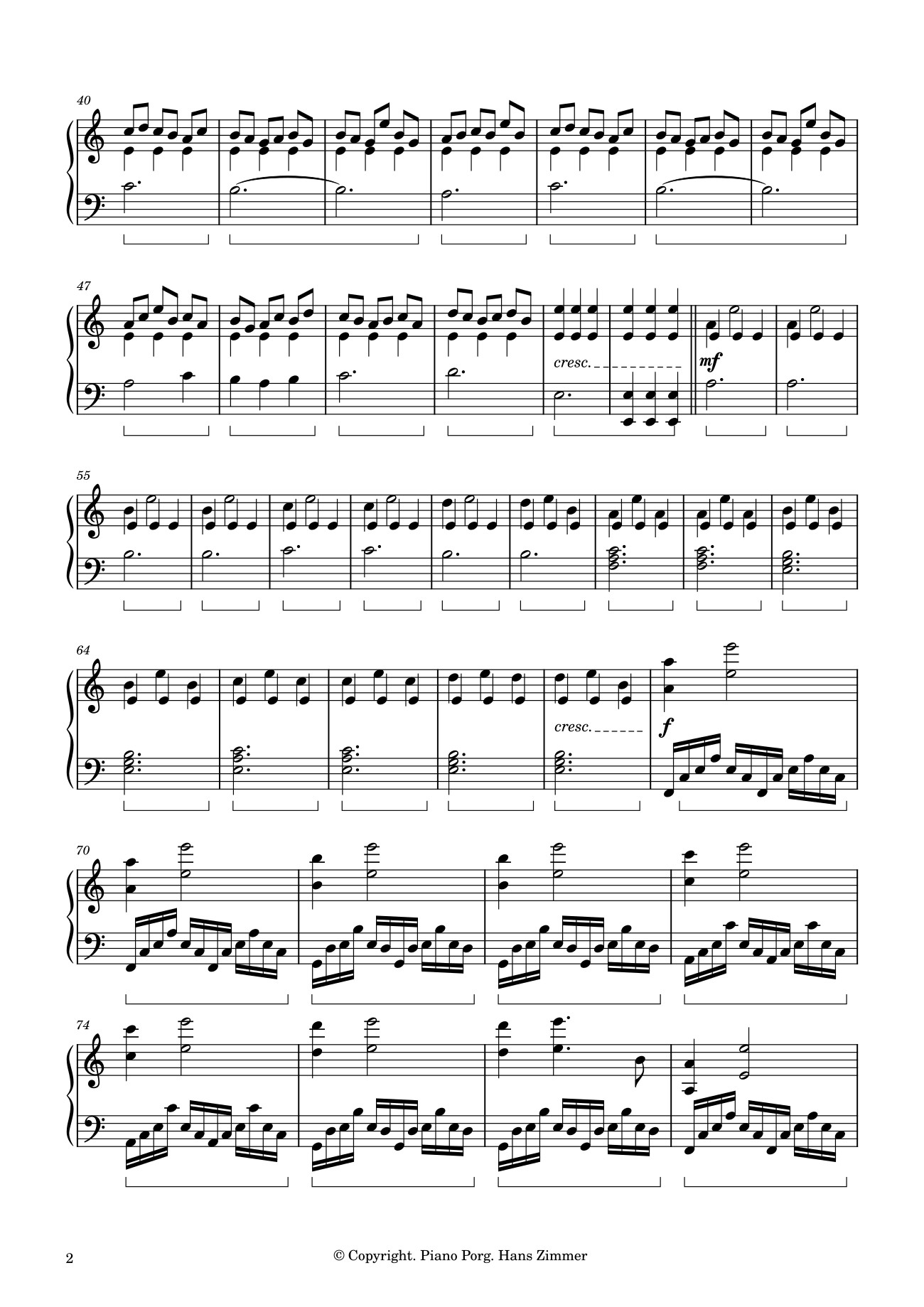 Page 2 of Sheet music PDF Piano Interstellar Piano Sheet - Hans Zimmer