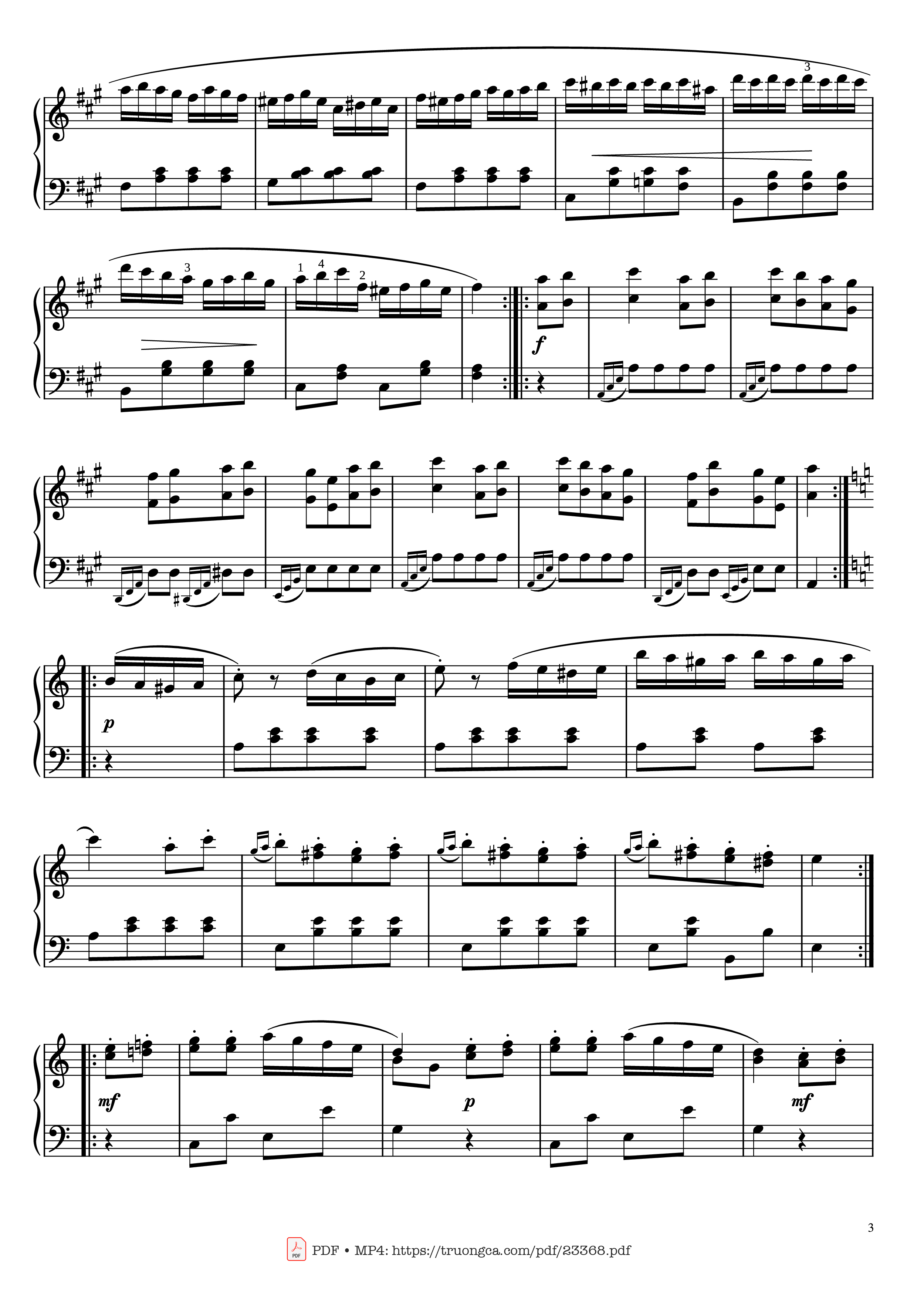 Page 3 of Sheet music PDF Piano Rondo Alla Turca - Marche Turque - Turkish March fingered Piano - Wolfgang Amadeus Mozart