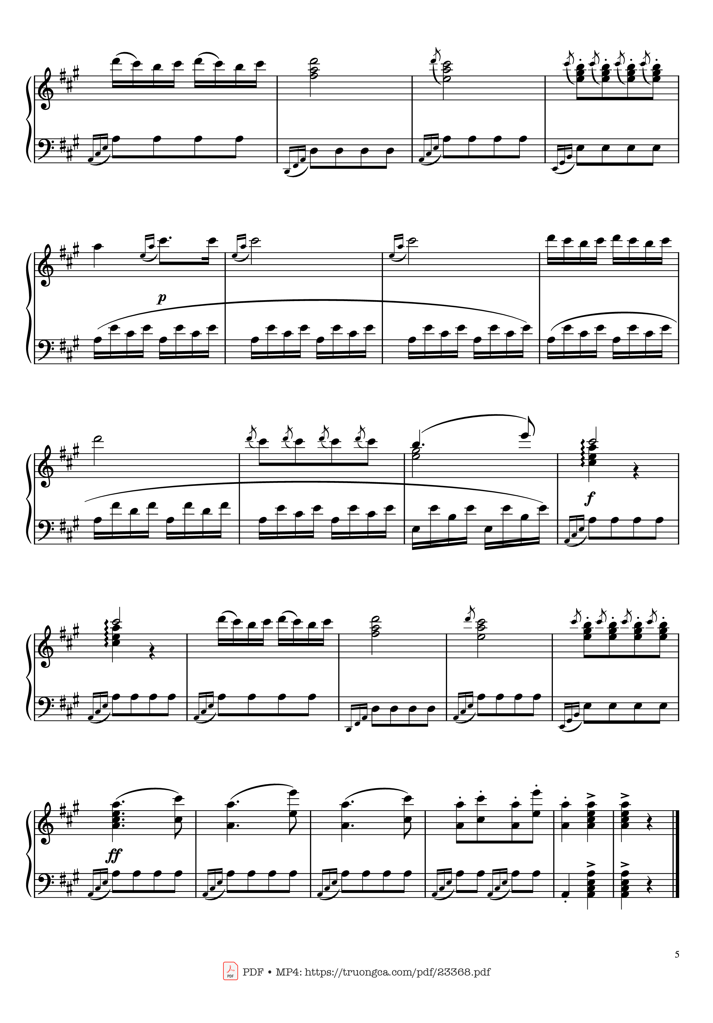 Page 5 of Sheet music PDF Piano Rondo Alla Turca - Marche Turque - Turkish March fingered Piano - Wolfgang Amadeus Mozart