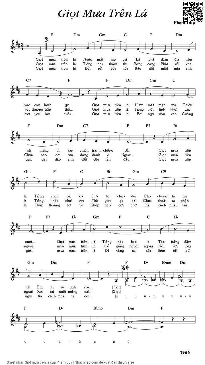 Sheet PDF of Giọt mưa trên lá