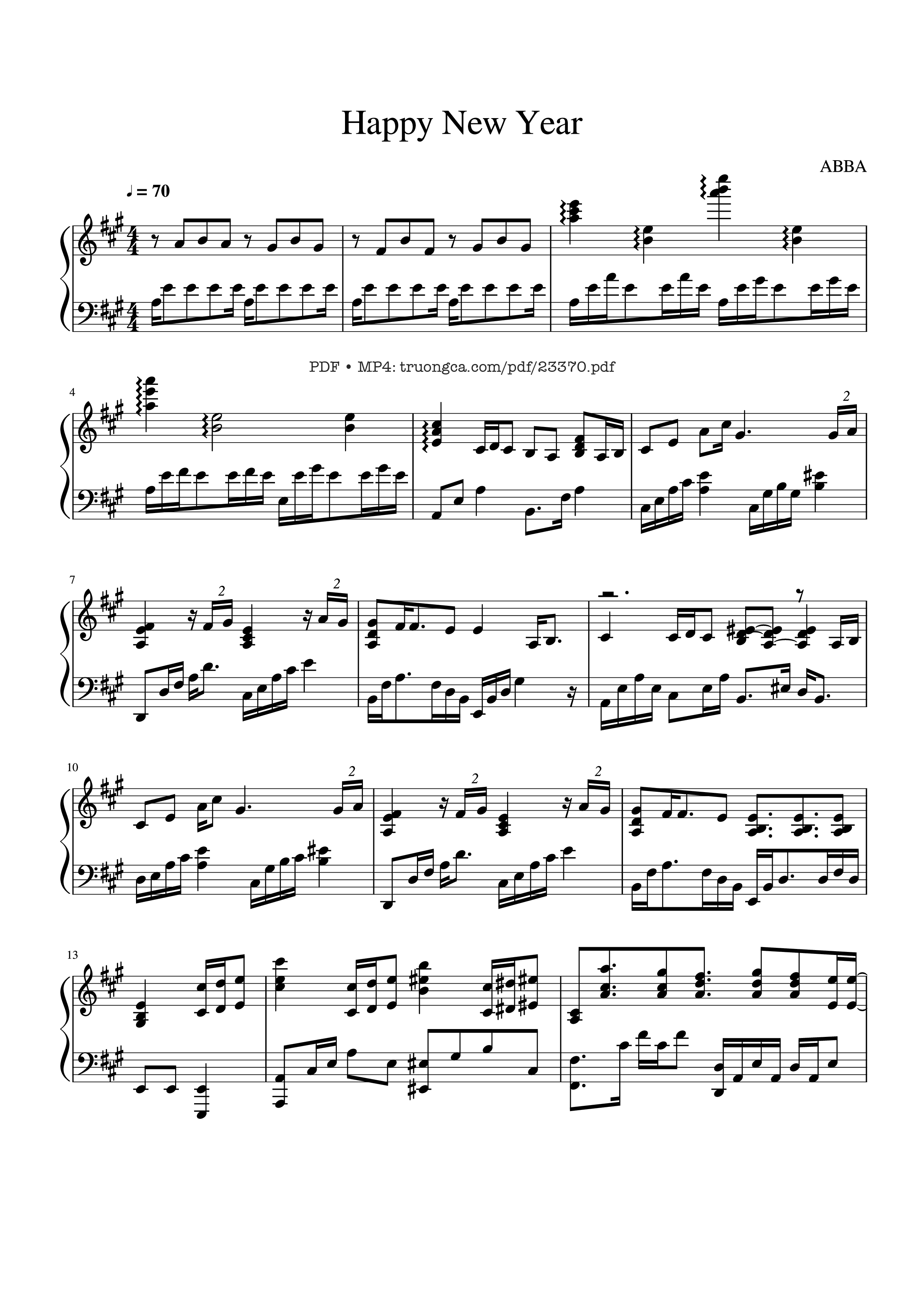 Sheet PDF of Happy New Year Sheet Piano