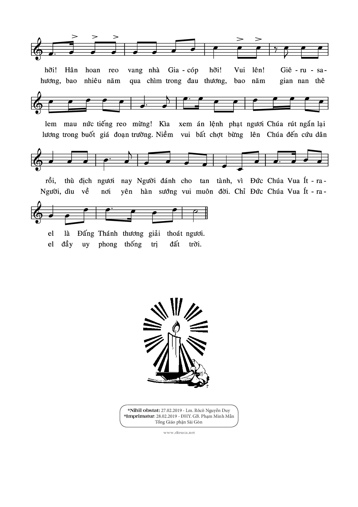 Mừng vui lên anh em Vui lên anh em Nay Đấng cứu độ thế trần gần đến sống cùng muôn dân, Trang 2