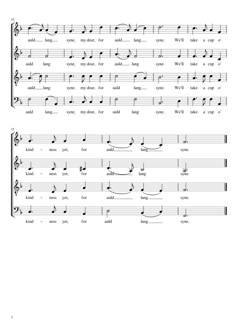 Page 2 of Sheet music PDF Auld Lang Syne (SATB) - Sangerforum