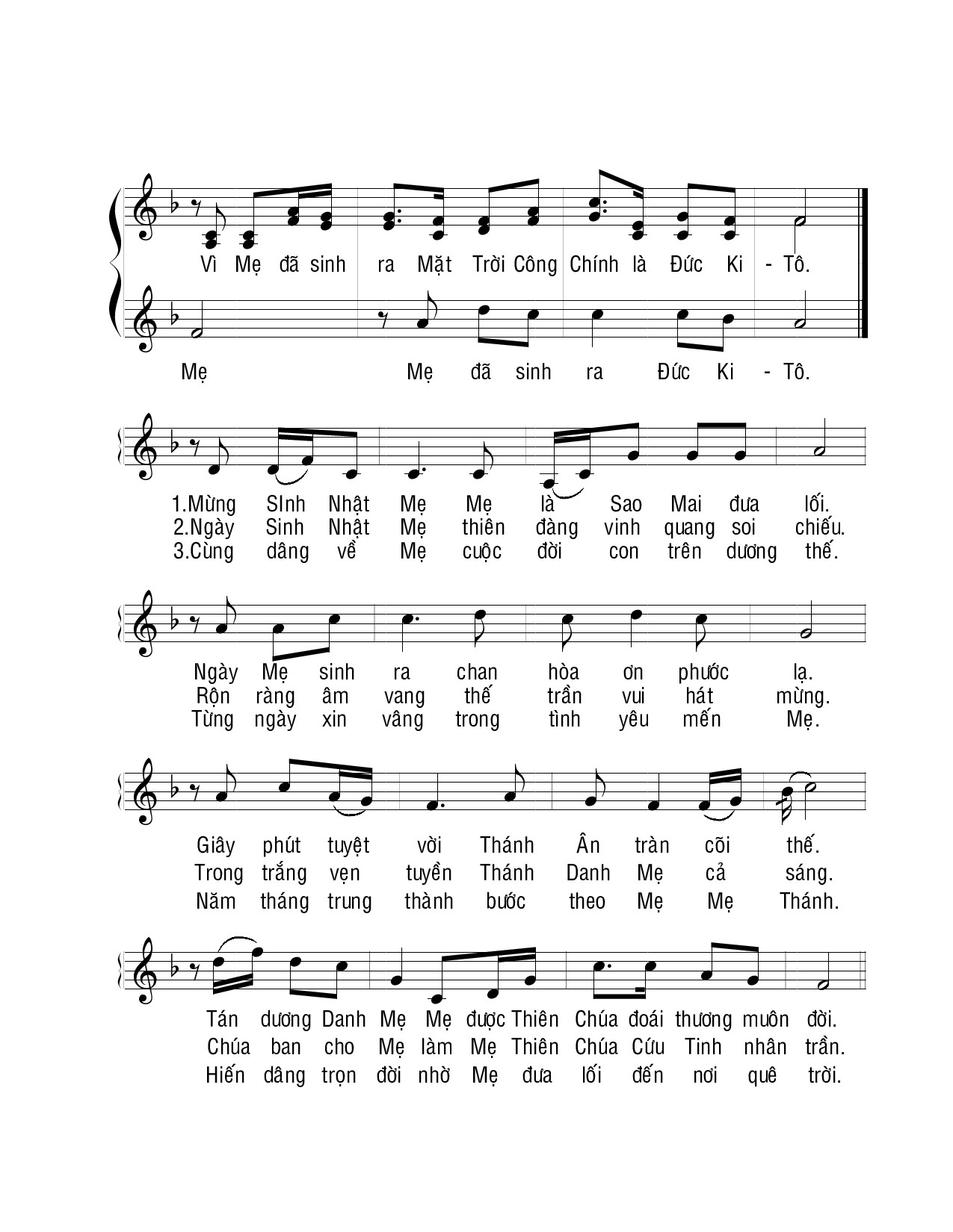 Nào cùng vang hát mừng Sinh Nhật Đức Maria, Trang 2