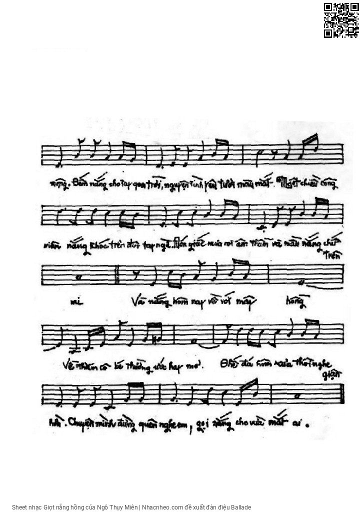 Page 2 of Sheet music PDF Giọt nắng hồng - Ngô Thụy Miên