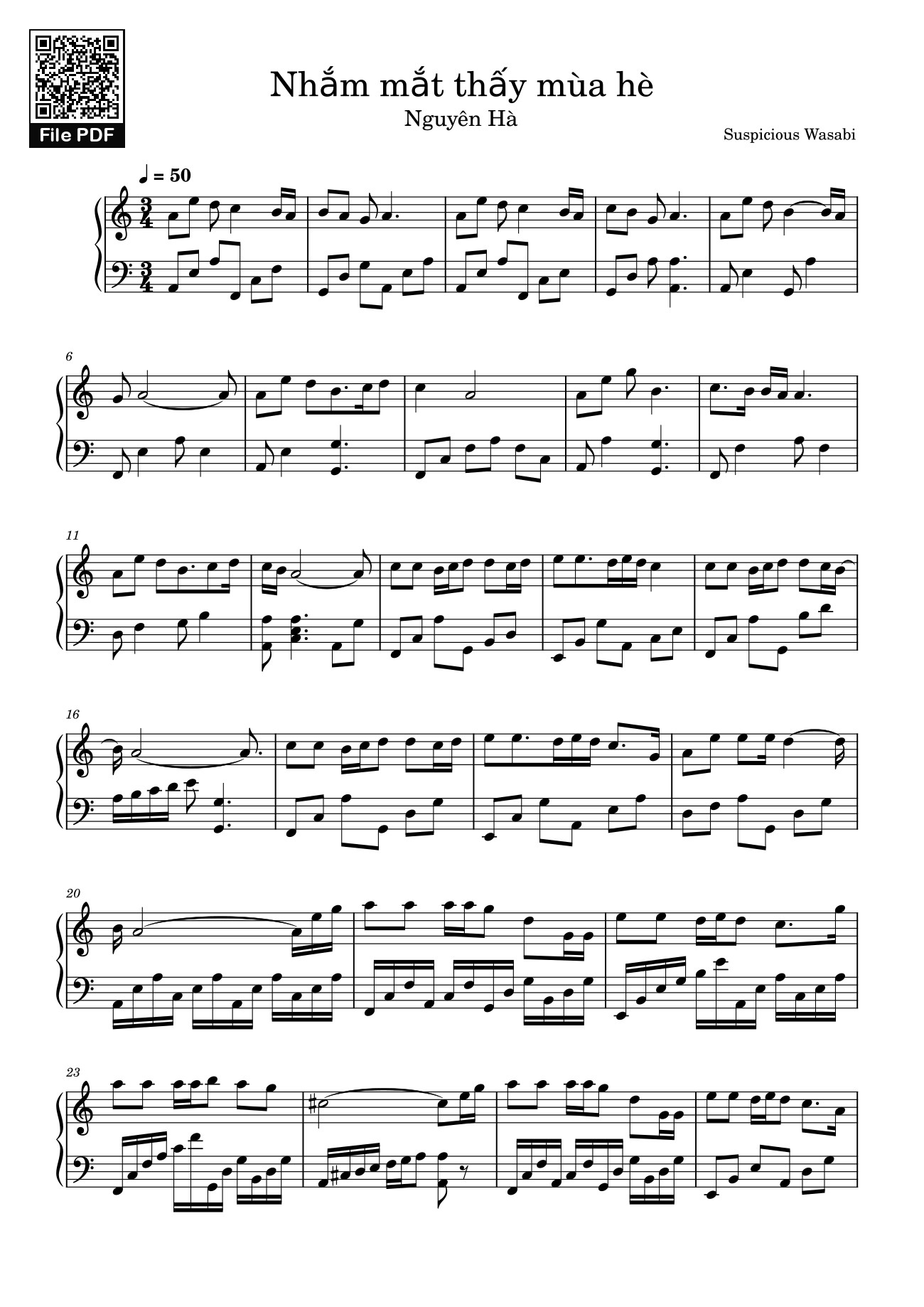 Sheet PDF of Nhắm mắt thấy mùa hè Sheet Piano