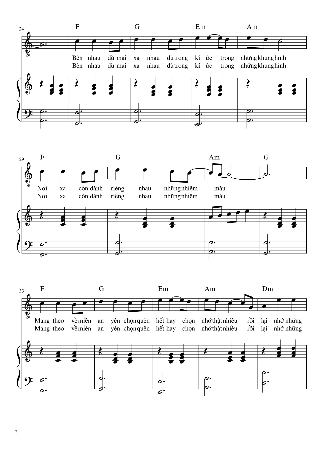 Page 2 of Sheet music PDF Nhắm Mắt Thấy Mùa Hè (đệm hát) - Nguyên Hà