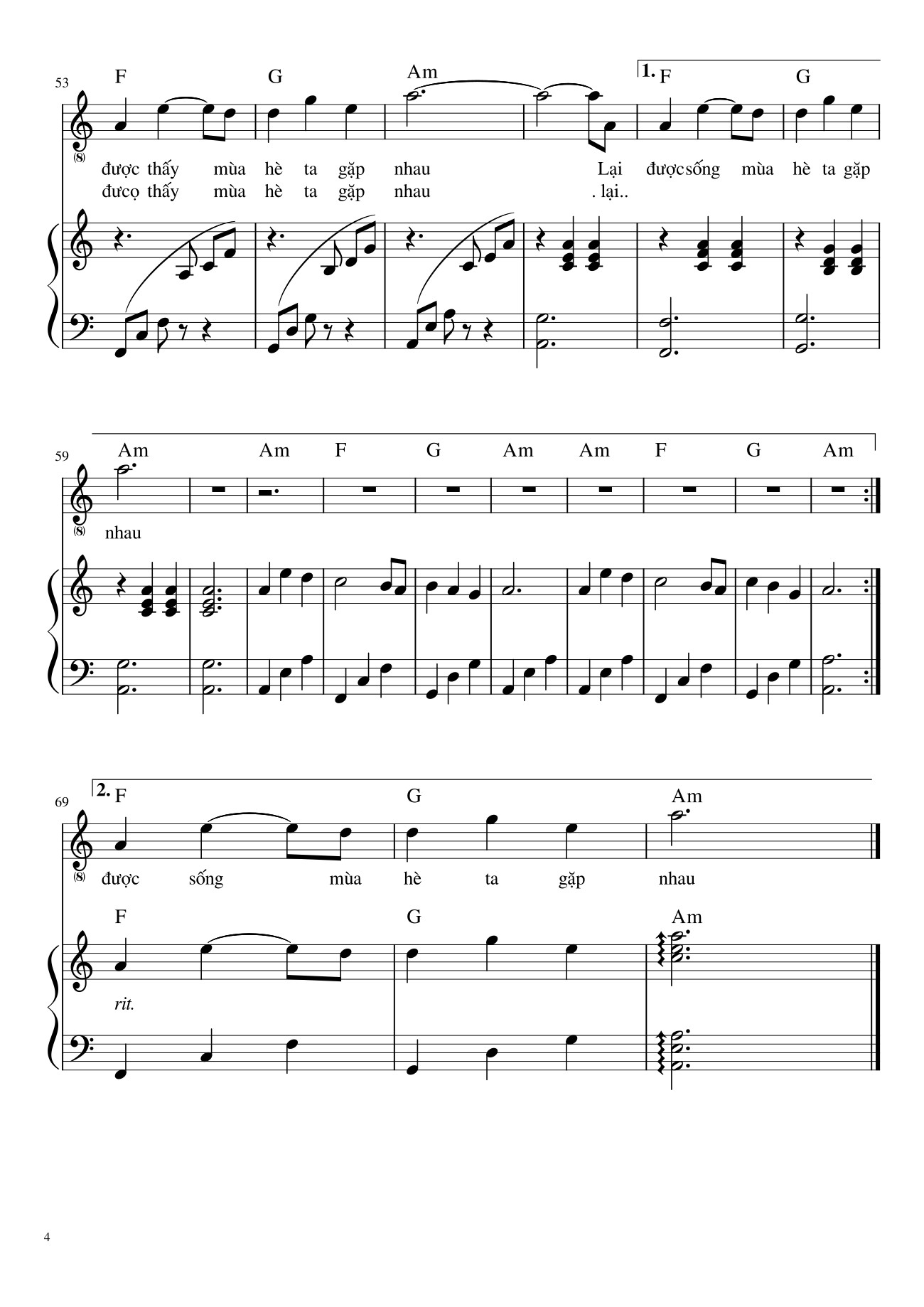 Page 4 of Sheet music PDF Nhắm Mắt Thấy Mùa Hè (đệm hát) - Nguyên Hà