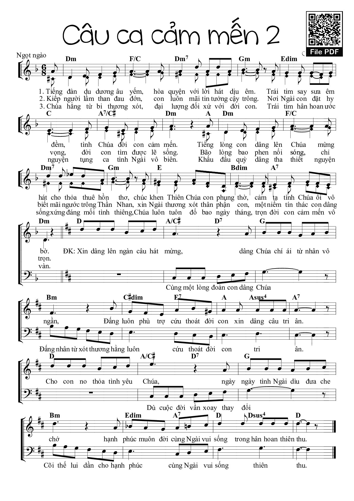Sheet PDF of Câu Ca Cảm Mến 2