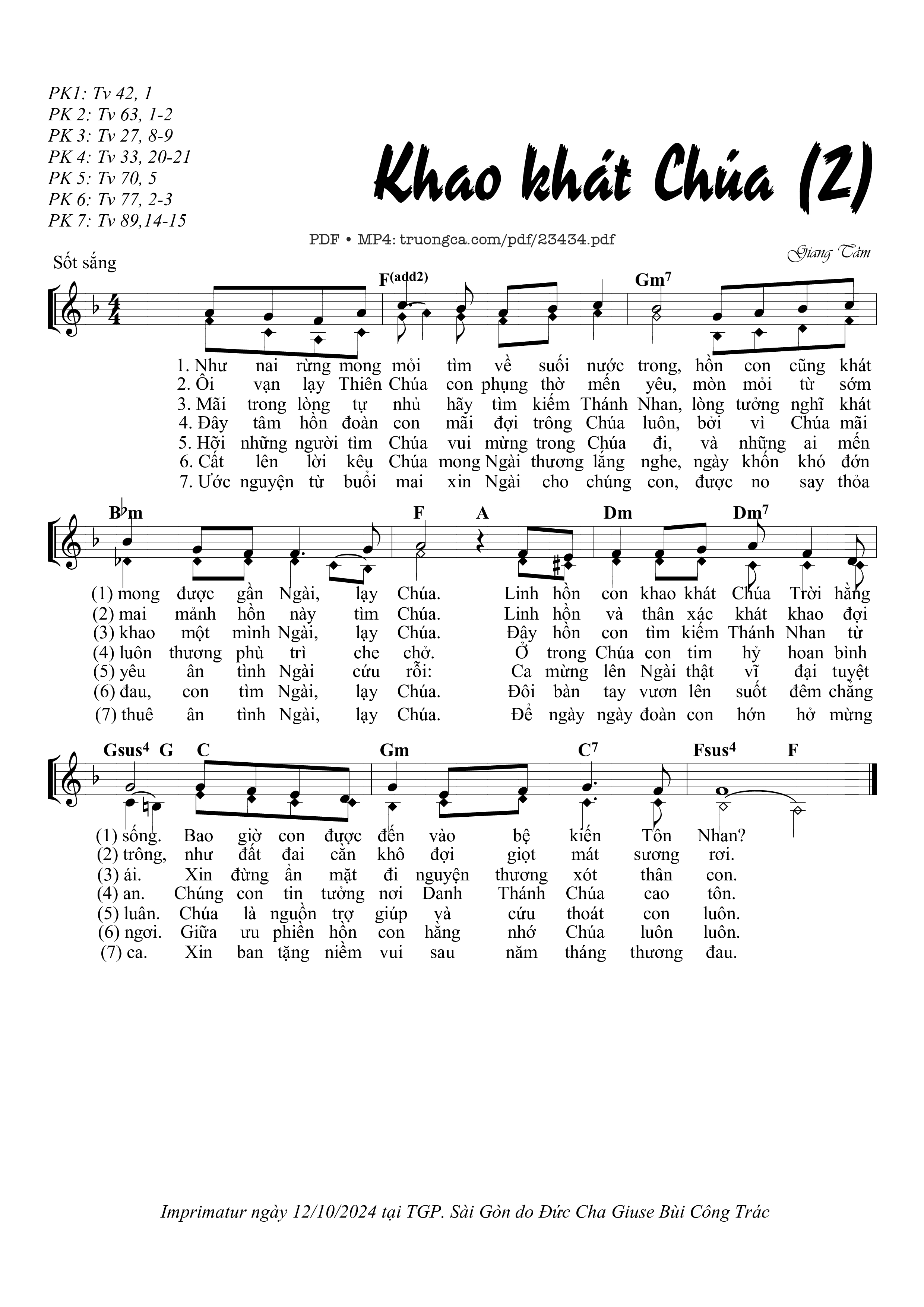 Sheet PDF of Khao Khát Chúa 2