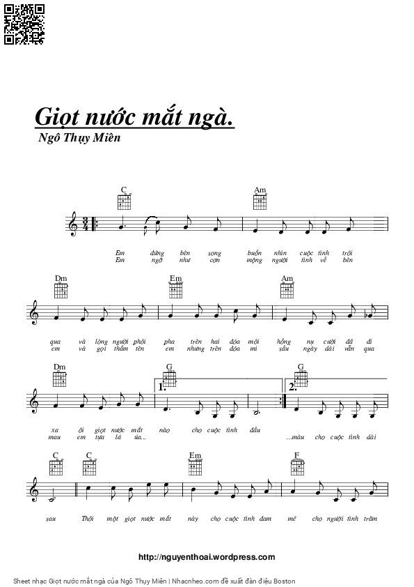 Page 3 of Sheet music PDF Giọt nước mắt ngà - Ngô Thụy Miên