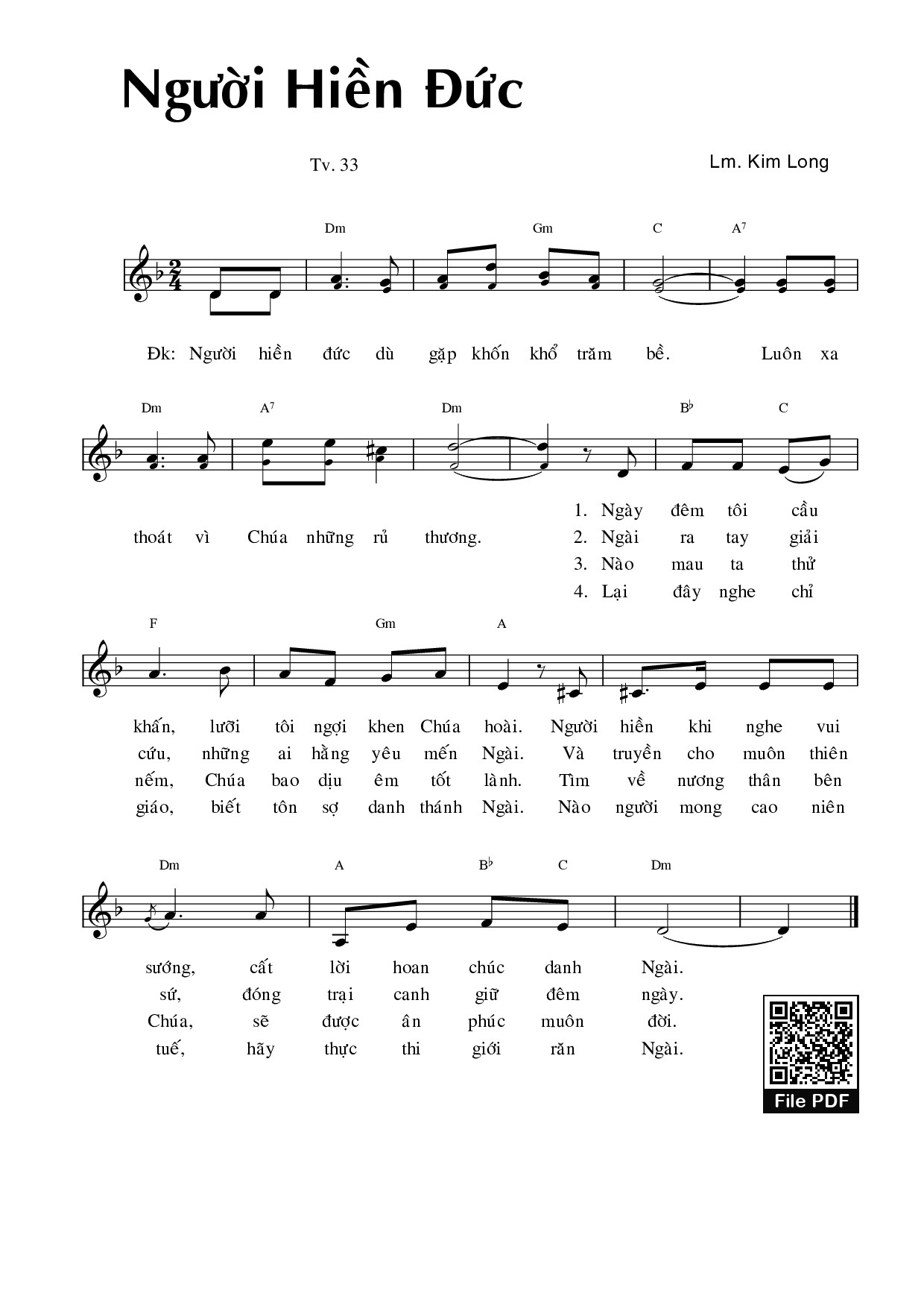 Sheet PDF of Người Hiền Đức (Tv 33)