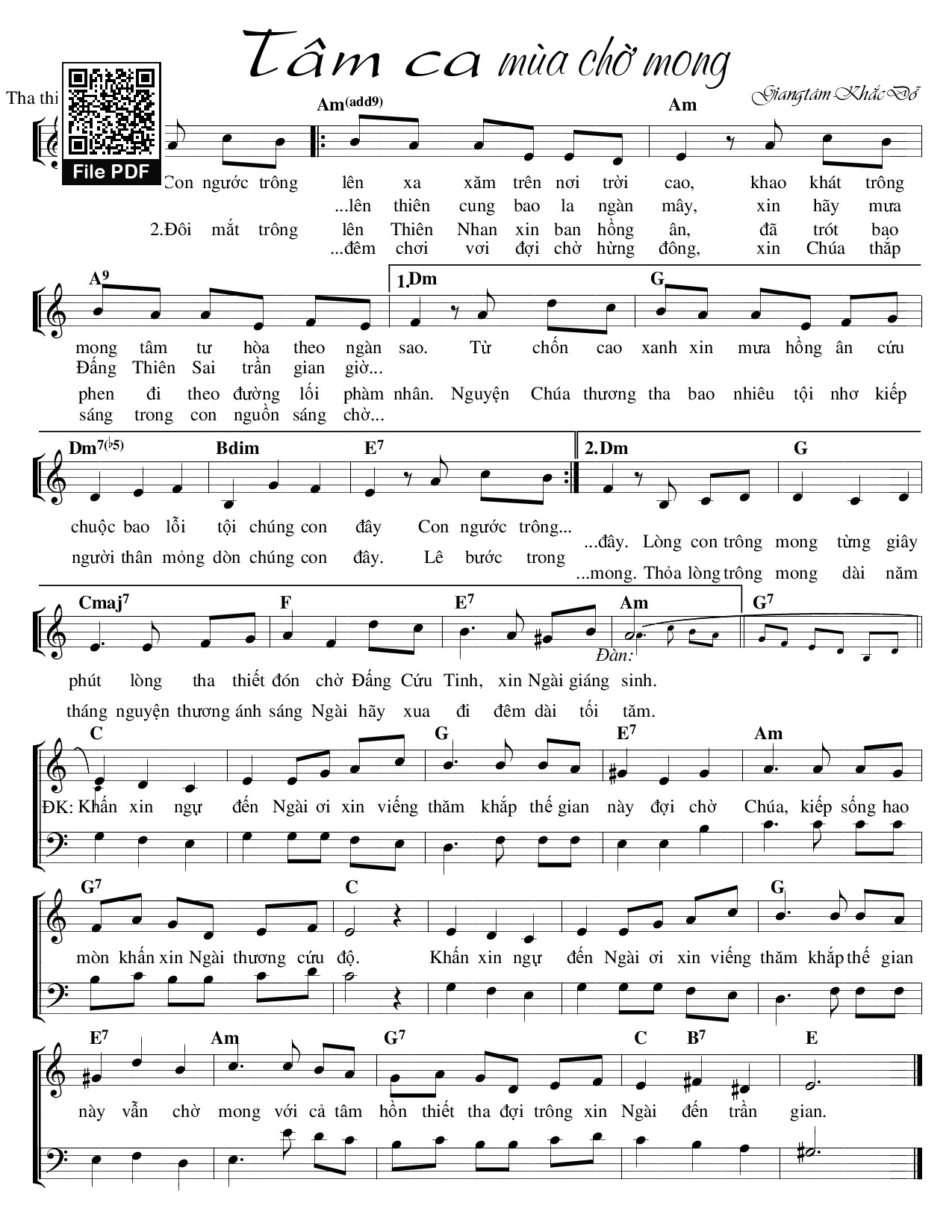 Sheet PDF of Tâm Ca Mùa Chờ Mong