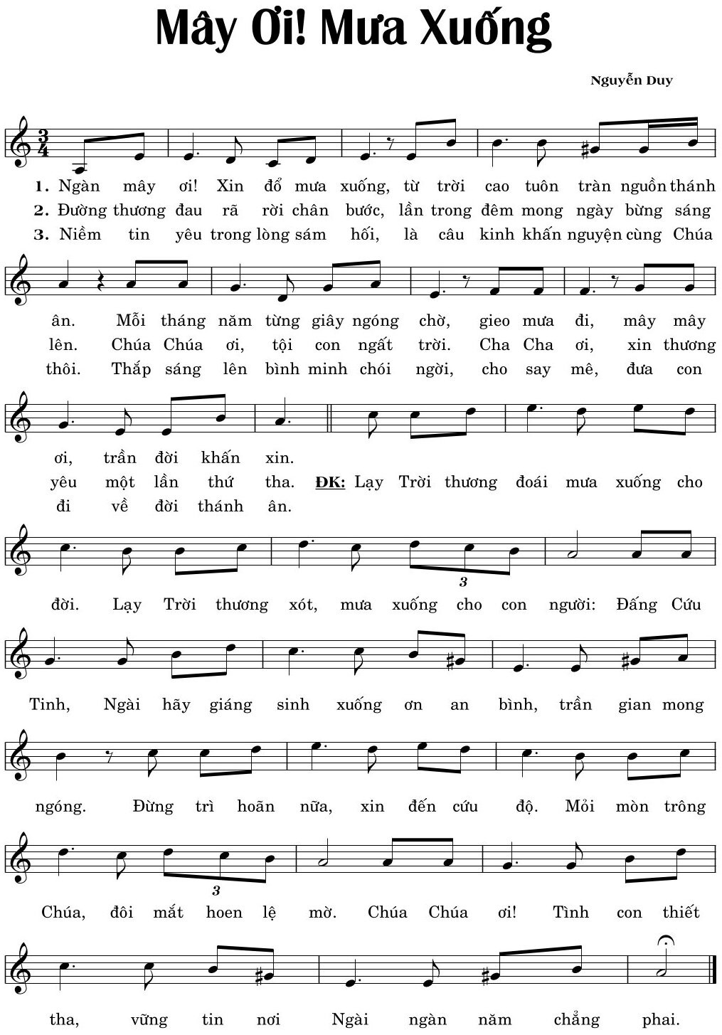 Page 2 of Sheet music PDF Mây Ơi Mưa Xuống - Nguyễn Duy
