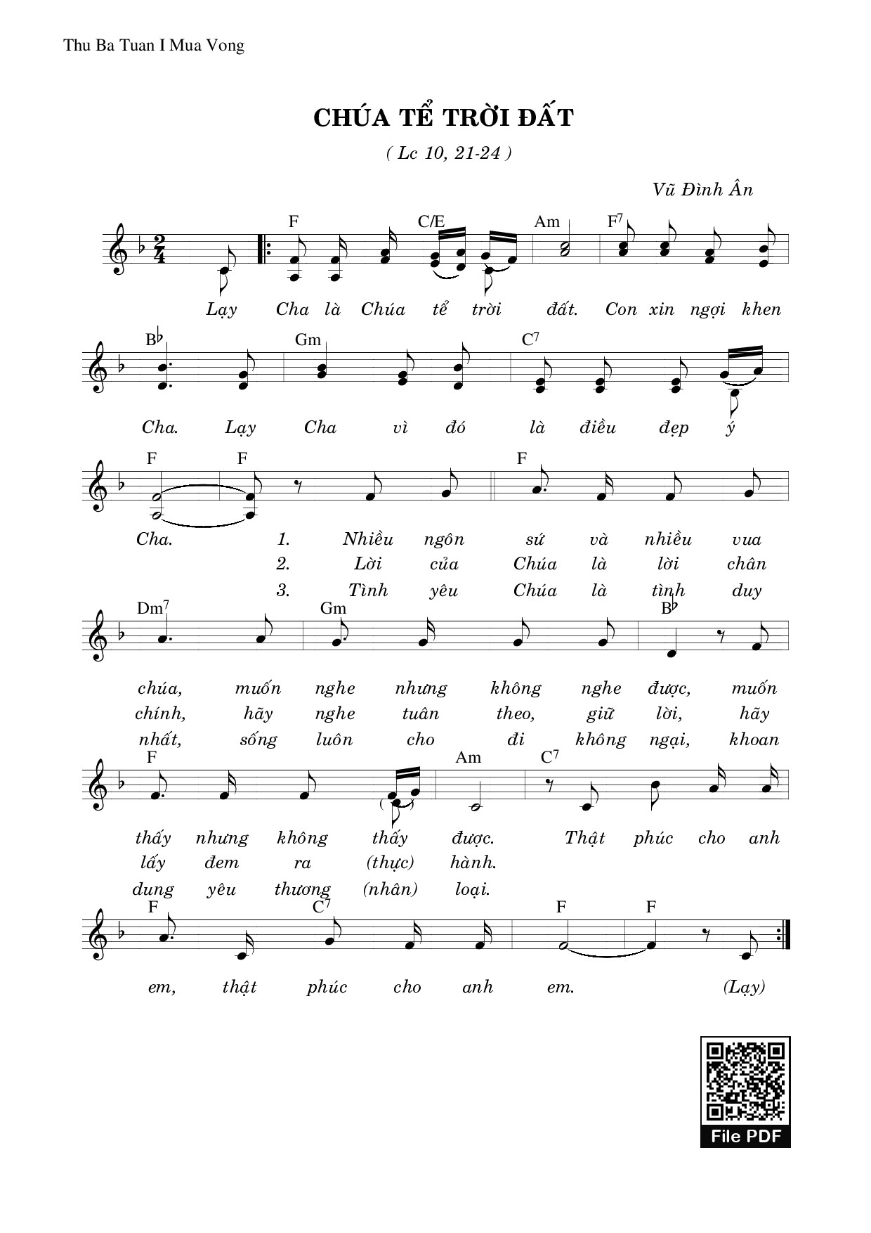 Sheet PDF of Chúa Tể Trời Đất