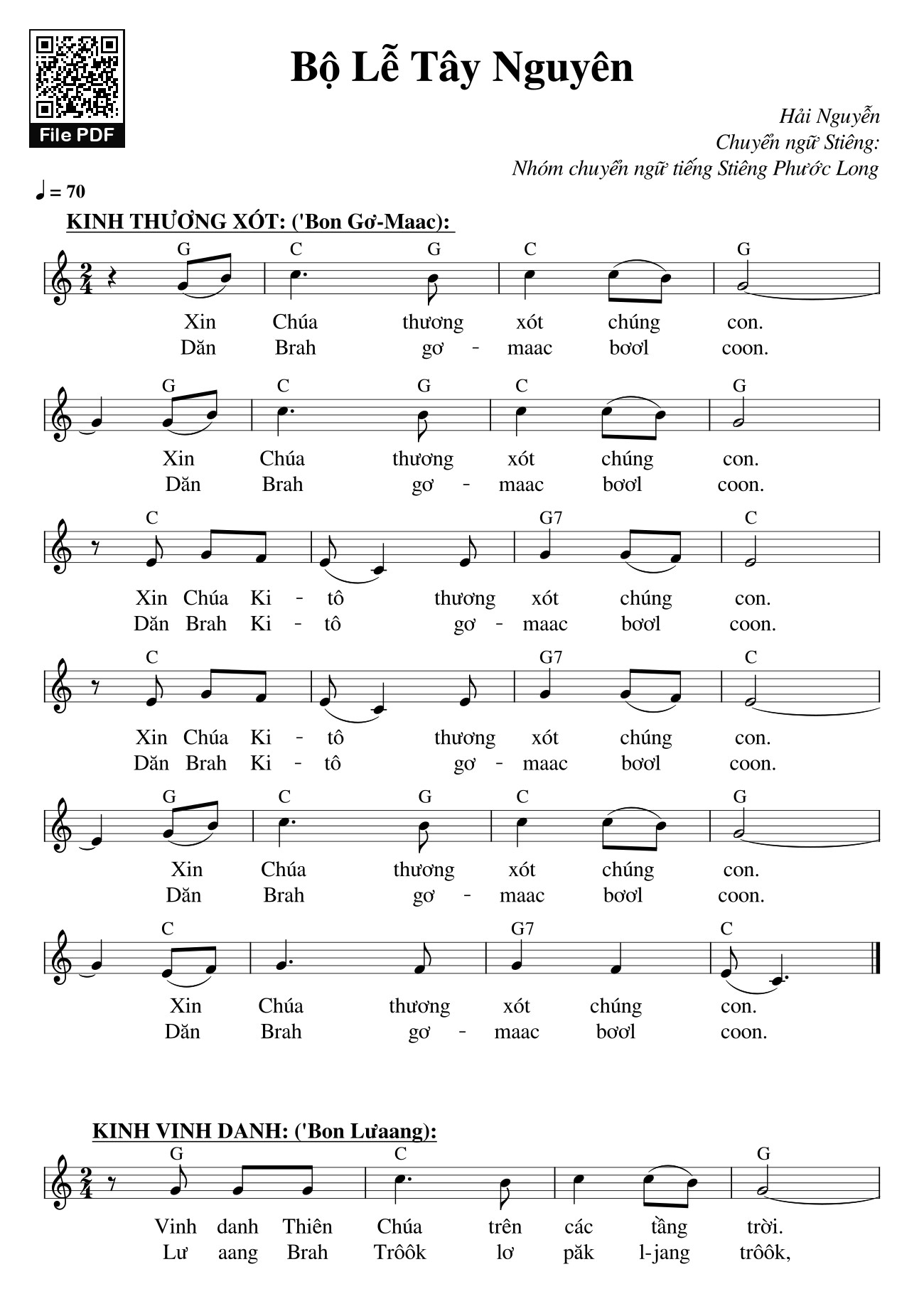 Page 1 of Sheet music PDF Bộ Lễ Tây Nguyên - Hải Nguyễn