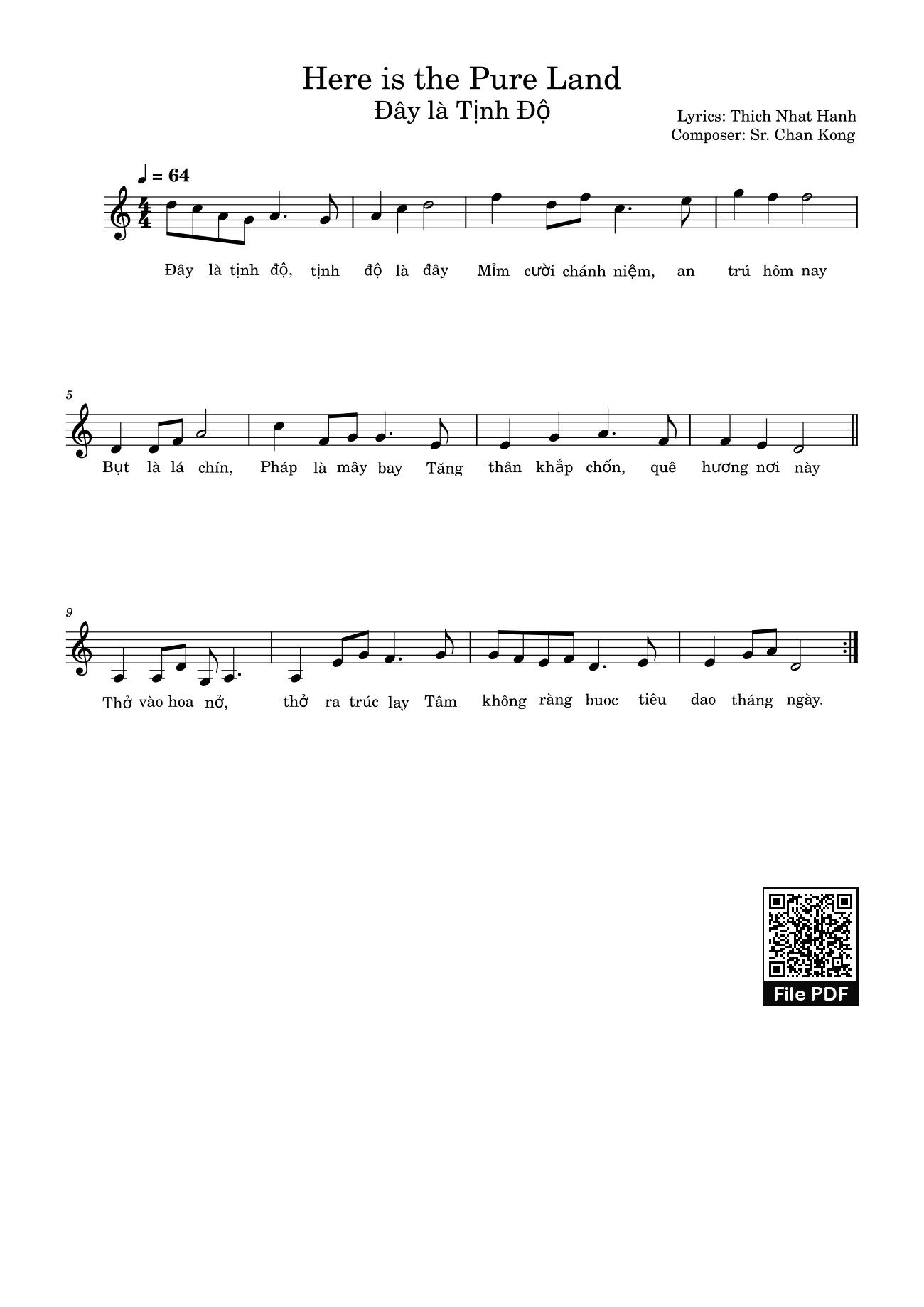 Page 1 of Sheet music PDF Here is the Pure Land
Đây là Tịnh Độ Sheet Piano - Thich Nhat Hanh