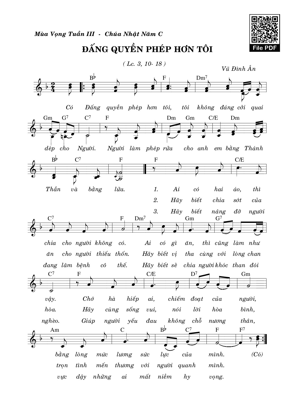 Sheet PDF of Đấng Quyền Phép Hơn Tôi