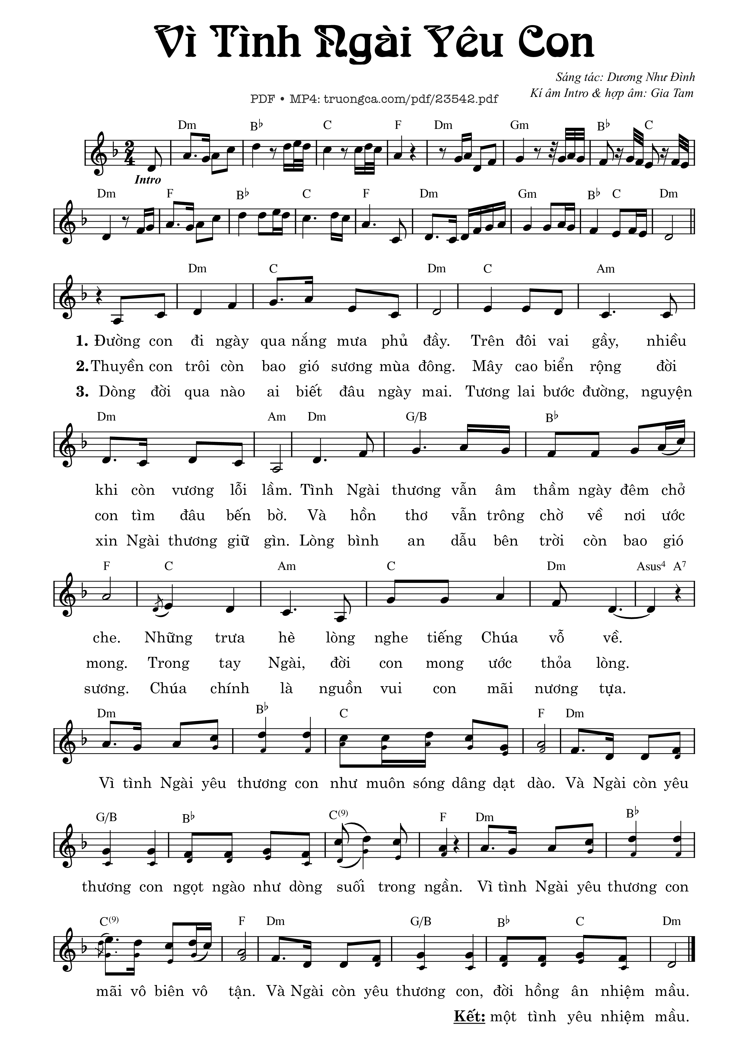 Sheet PDF of Vì tình ngài yêu con