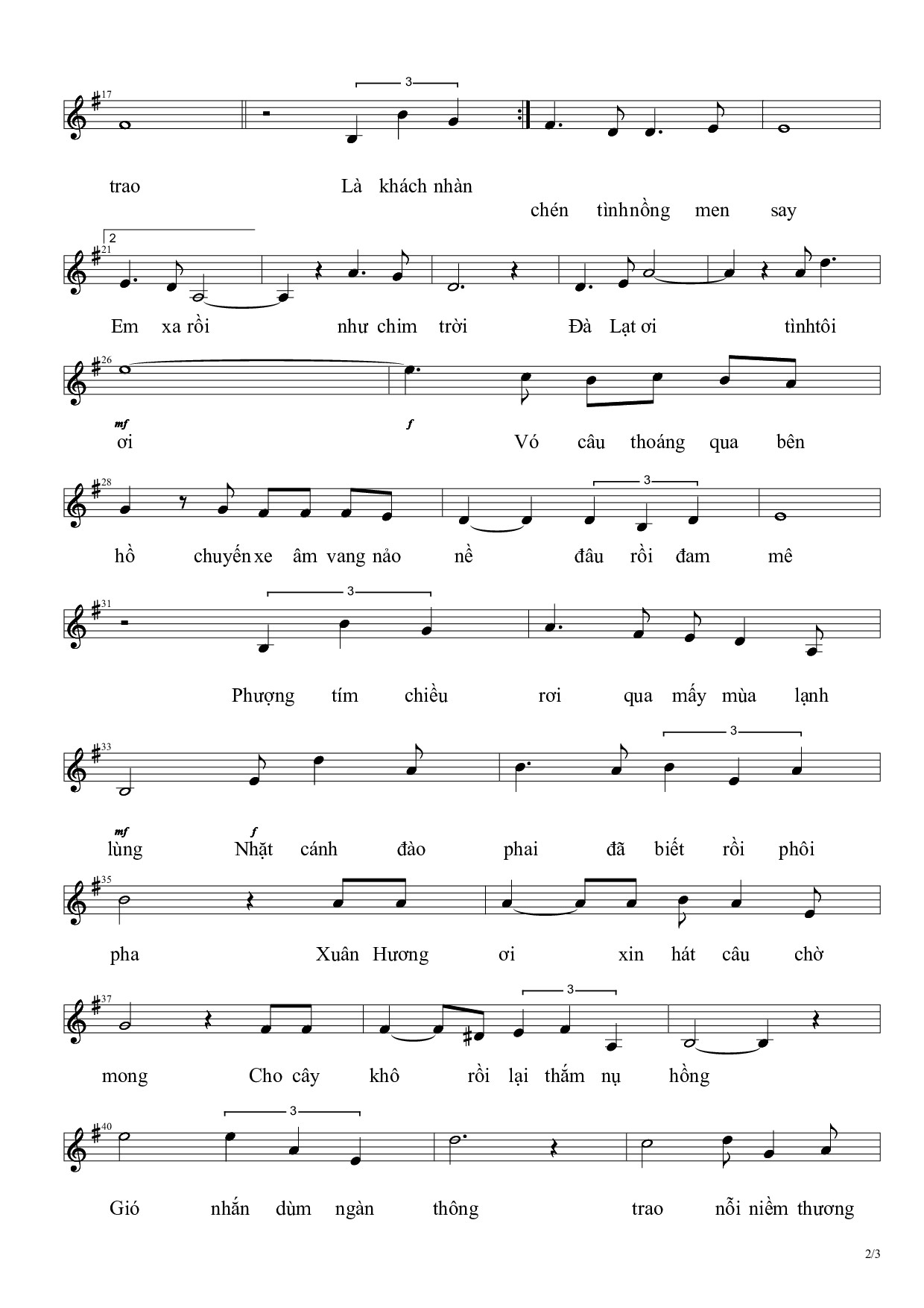 Page 2 of Sheet music PDF Chút tình không phai - Phạm Quang Hóa