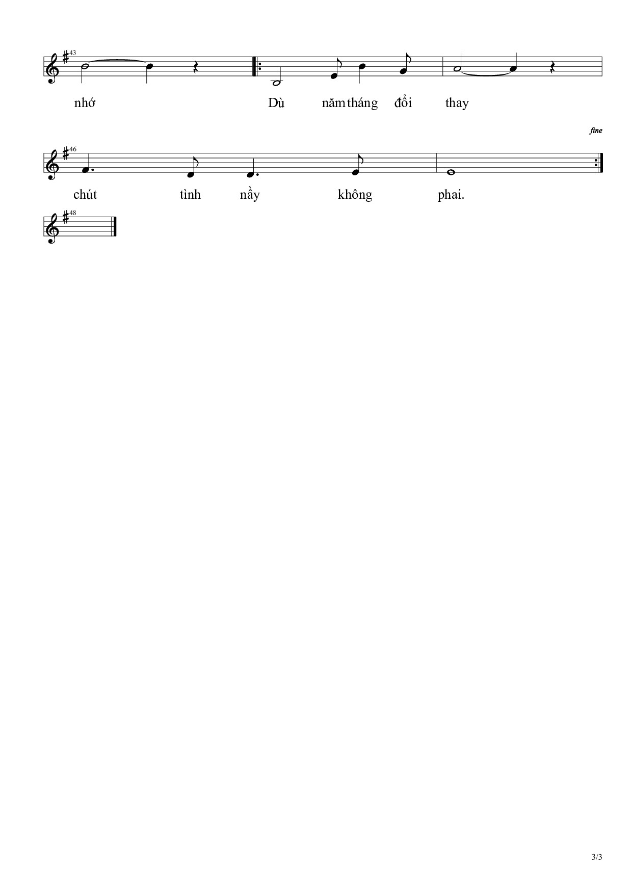 Page 3 of Sheet music PDF Chút tình không phai - Phạm Quang Hóa