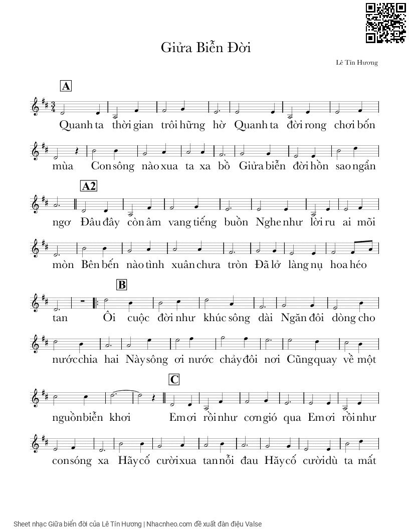 Page 1 of Sheet music PDF Giữa biển đời - Lê Tín Hương