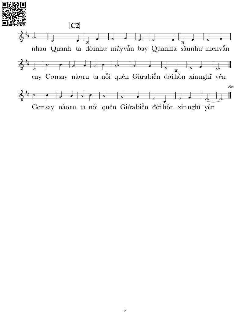 Page 2 of Sheet music PDF Giữa biển đời - Lê Tín Hương