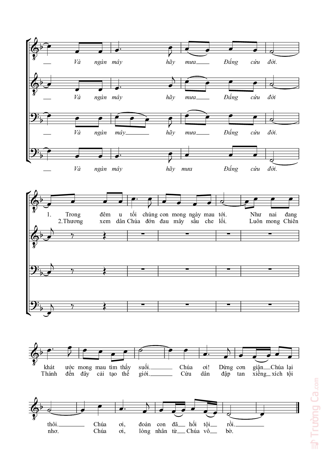 Page 2 of Sheet music PDF Trời cao (4 bè) - Duy Tân