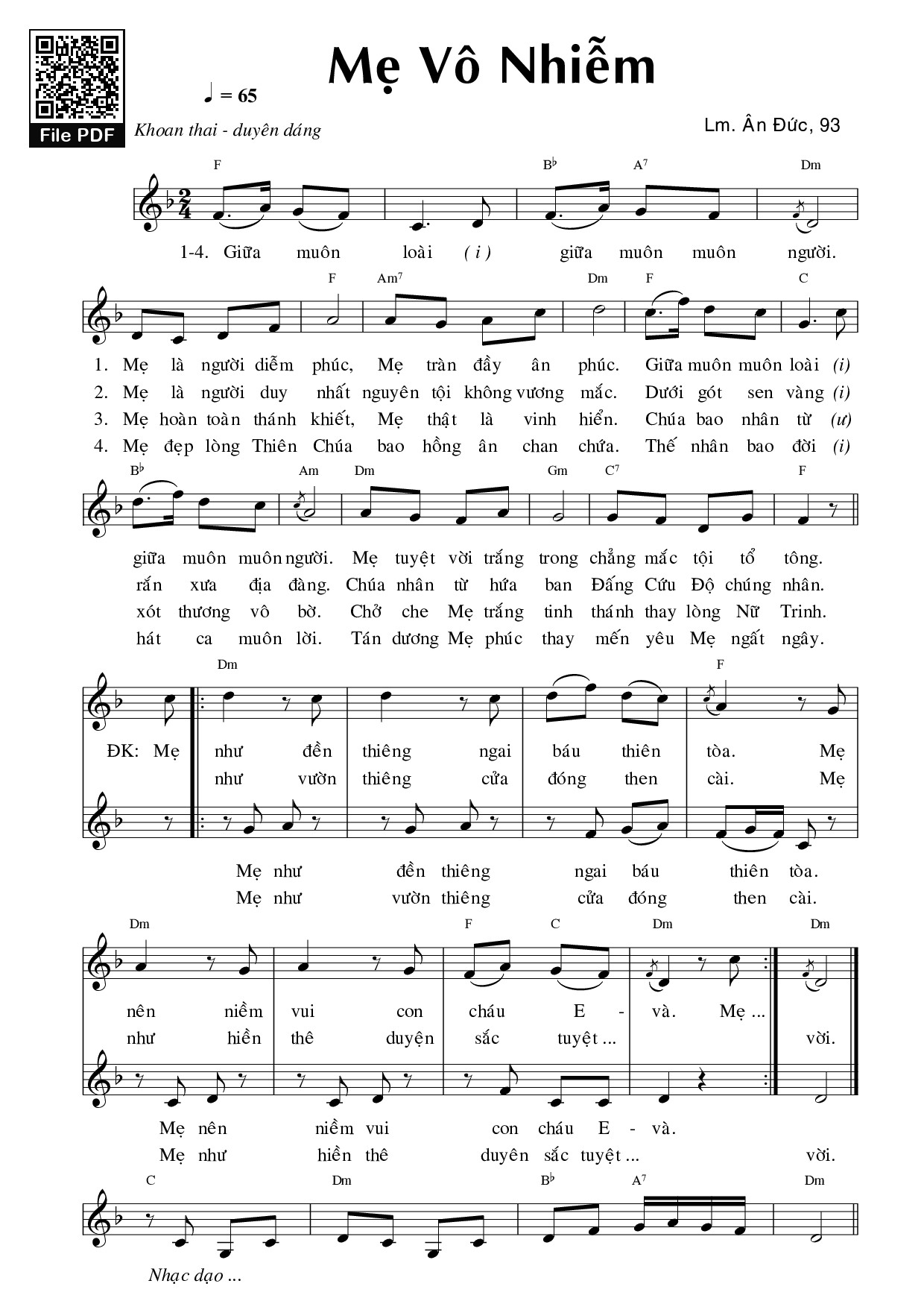 Mẹ Vô Nhiễm - Ân Đức