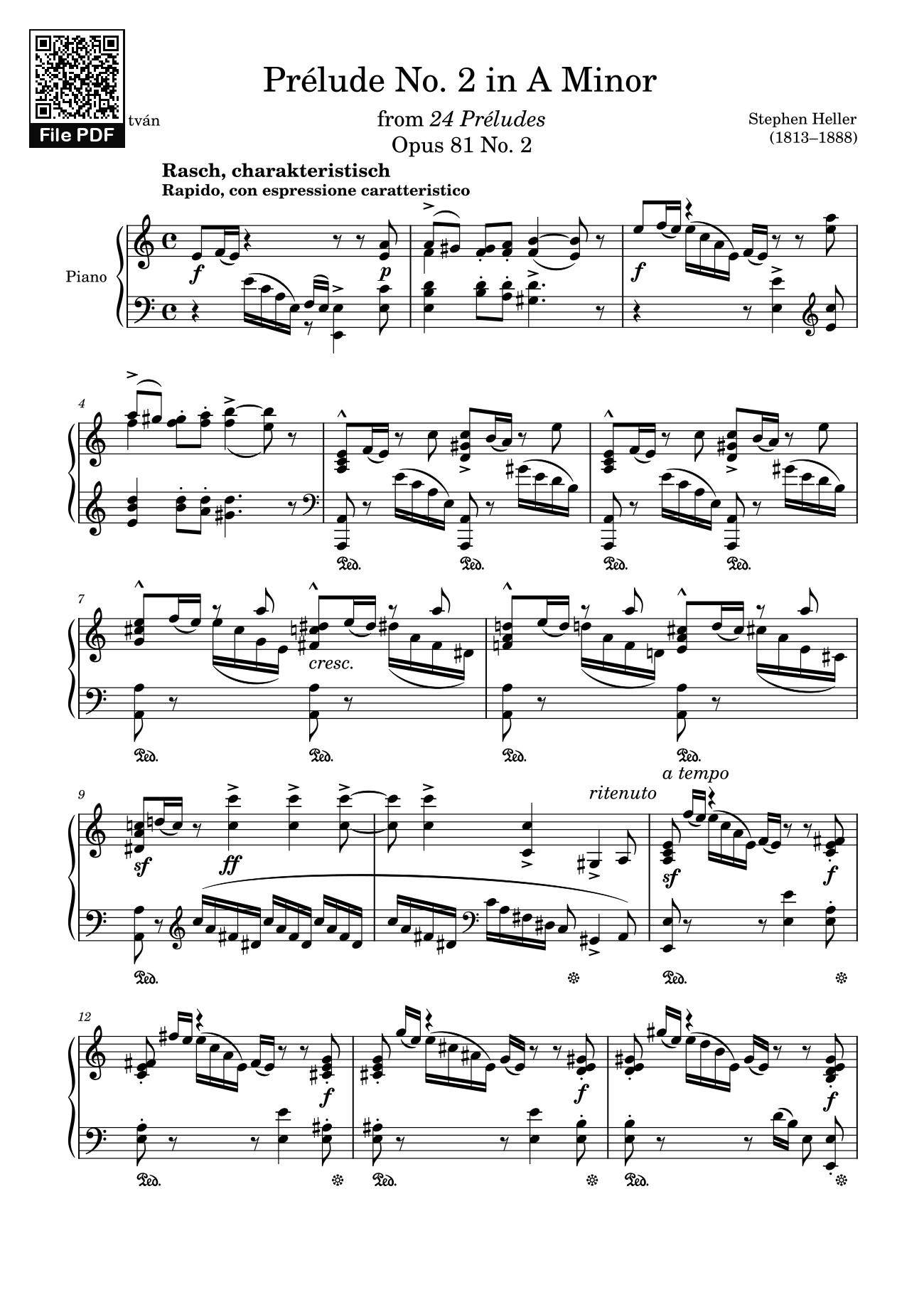 Sheet PDF of Prélude No. 2 in A Minor Sheet Piano