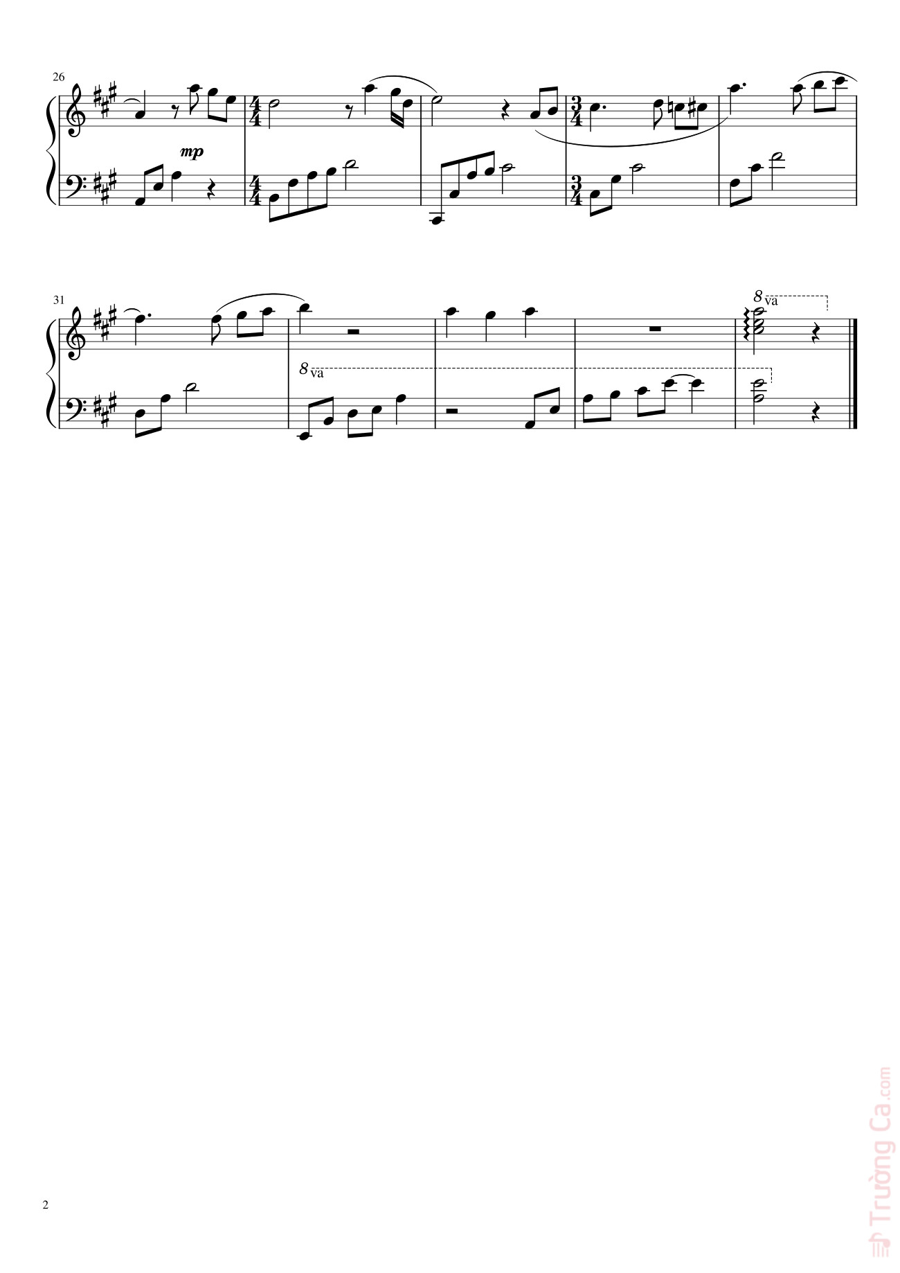 Page 2 of Sheet music PDF Romantic Birthday Song No.2 in A Major  Sheet Piano - Miranda Wong