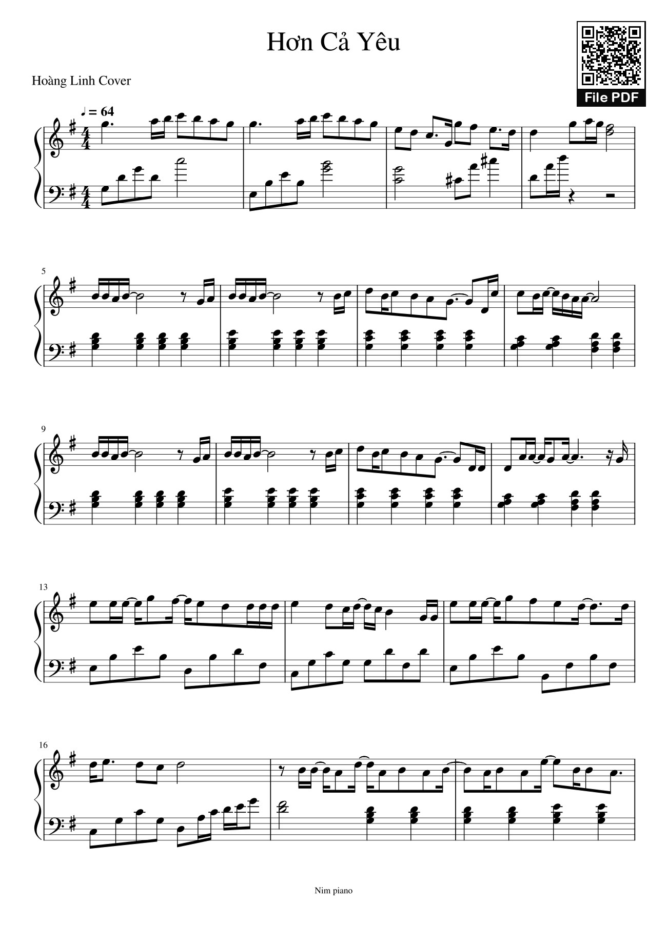 Sheet PDF of Hơn Cả Yêu Sheet Piano