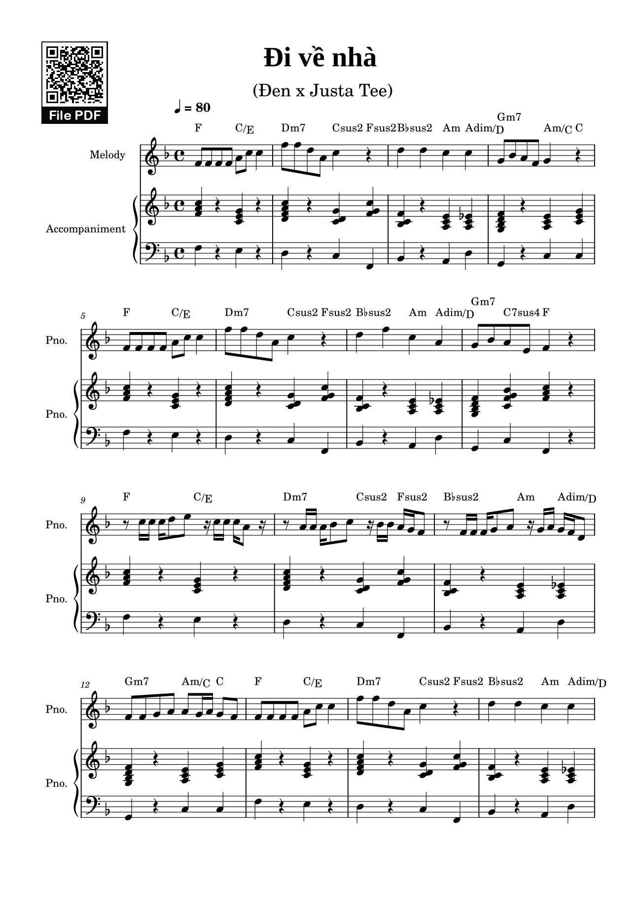 Page 1 of Sheet music PDF Đi về nhà Sheet Piano - SummitMusical