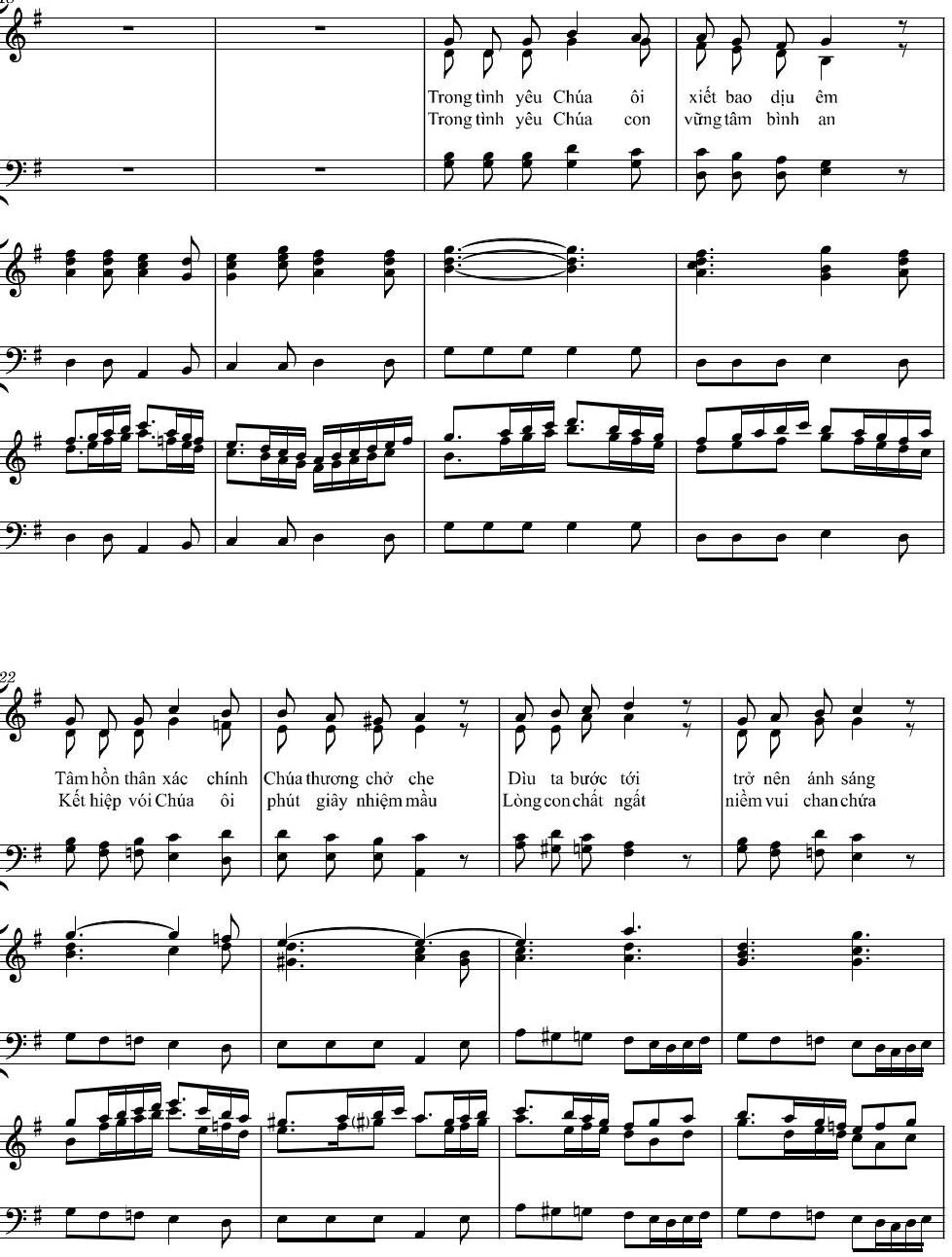Trong tình yêu Chúa ôi xiết bao dịu êm Tâm hồn thân xác chính Chúa thương chở che, Trang 3