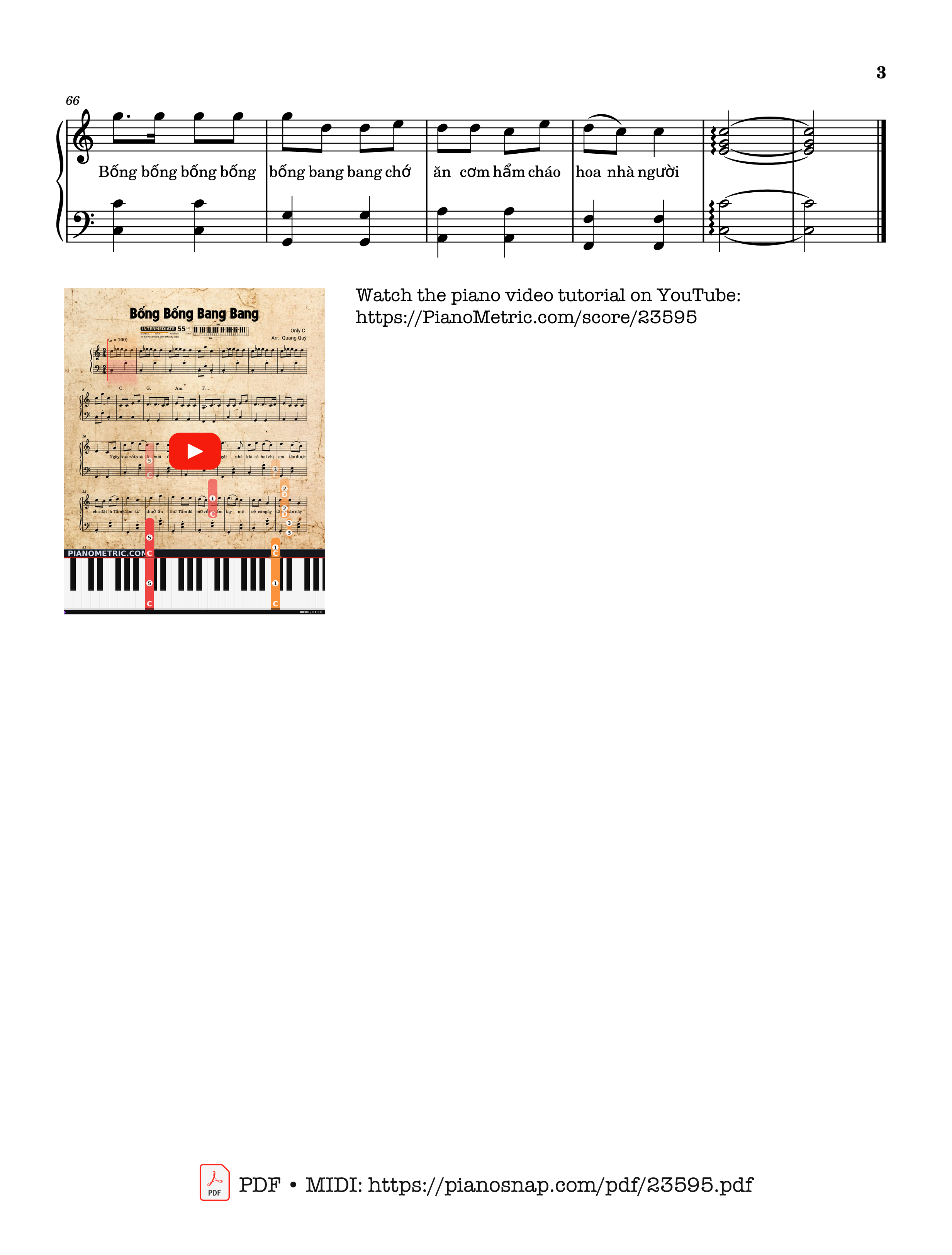 Page 3 of Sheet music PDF Bống Bống Bang Bang Sheet Piano - Only C