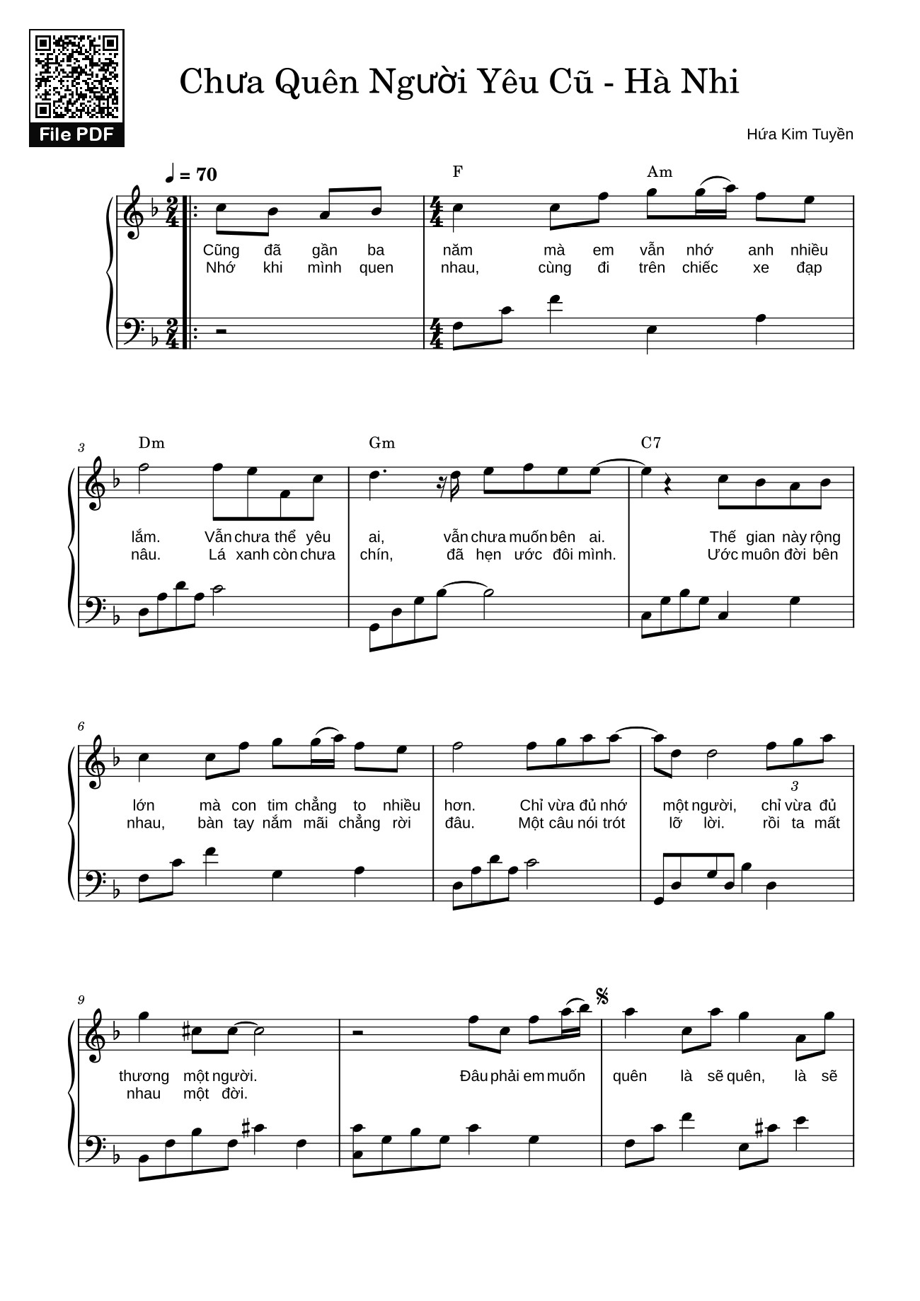 Sheet PDF of Chưa Quên Người Yêu Cũ - Hà Nhi Sheet Piano